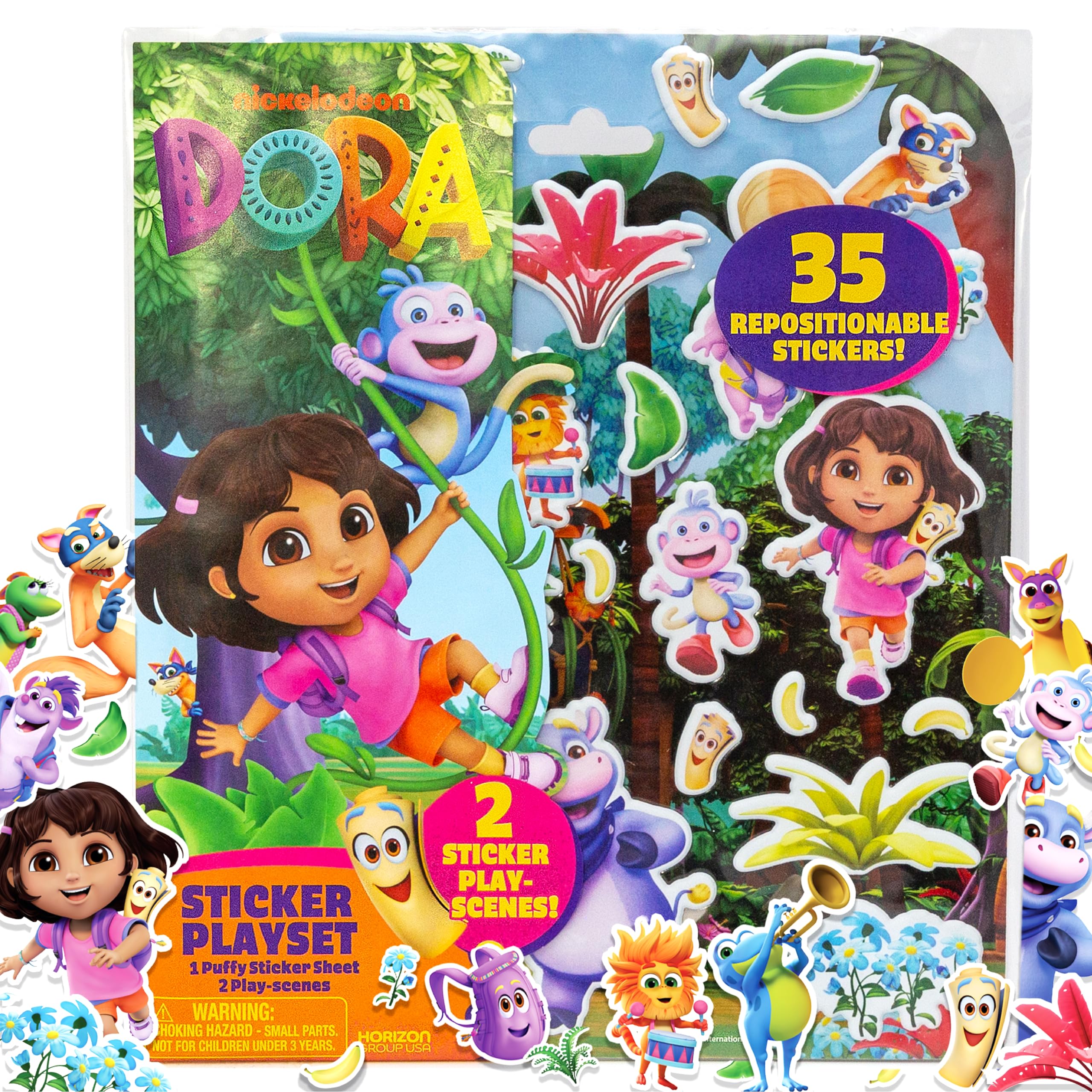 Snapklik.com : Dora Puffy Sticker Playset, 35 Reusable Stickers And 2 ...