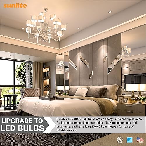 Miniatura 4 de Sunlite 41812 Bombilla LED BR30 reflectora, 11 vatios (65 W  ), 120 V, 920 lúmenes, 90 CRI, base E26 media, regulable, inundación ancha,