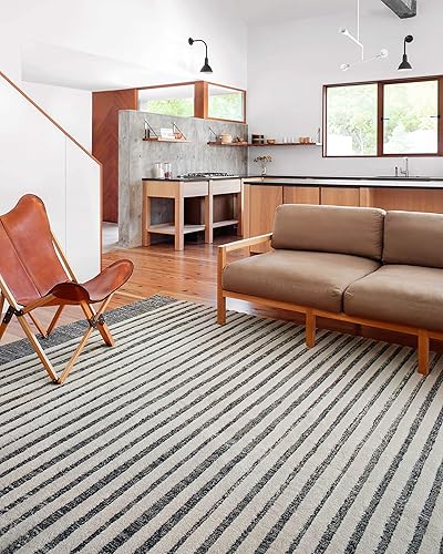 Miniatura 4 de Loloi II Hagen HAG-04 - Alfombra geométrica blanca y azul marino, 2 pies y 7 pulgadas x 10 pies y 10 pulgadas