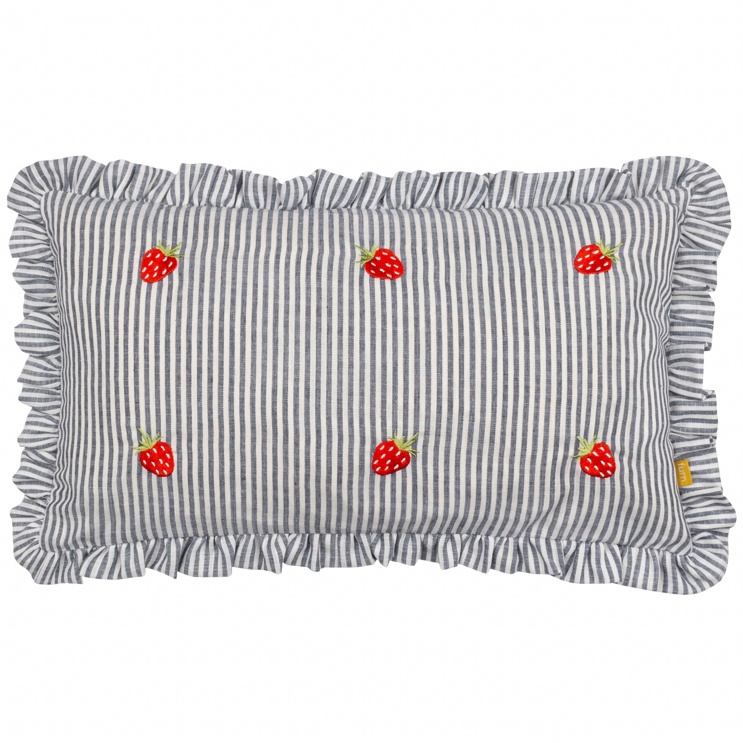 furn. Les Fruites Embroidered Ruffle Cushion Cover - Strawberries - 30x50cm