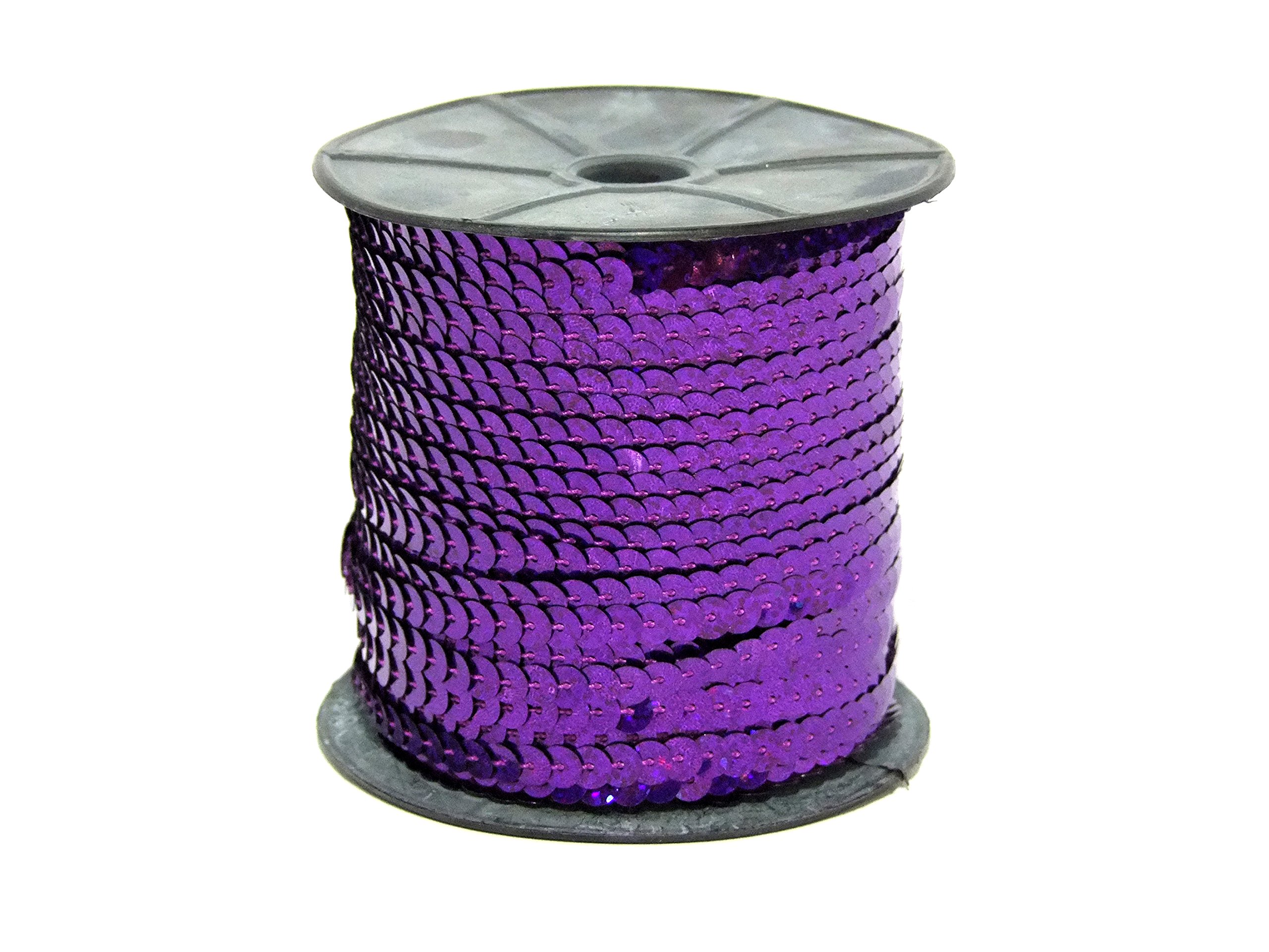 Purple Strung Sequin String/Trim | 100m Reel | 6mm Wide Sequins