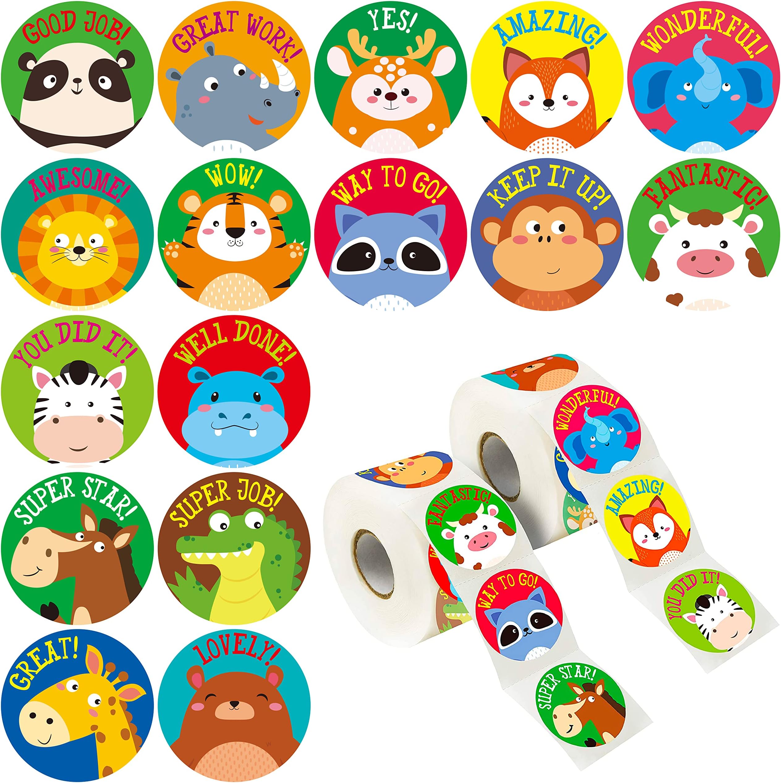 625 Pcs Round Animal Stickers 25 Designs Cute Animals