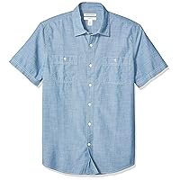 Amazon Essentials Camicia in Popeline a Maniche Corte Regular Fit Uomo