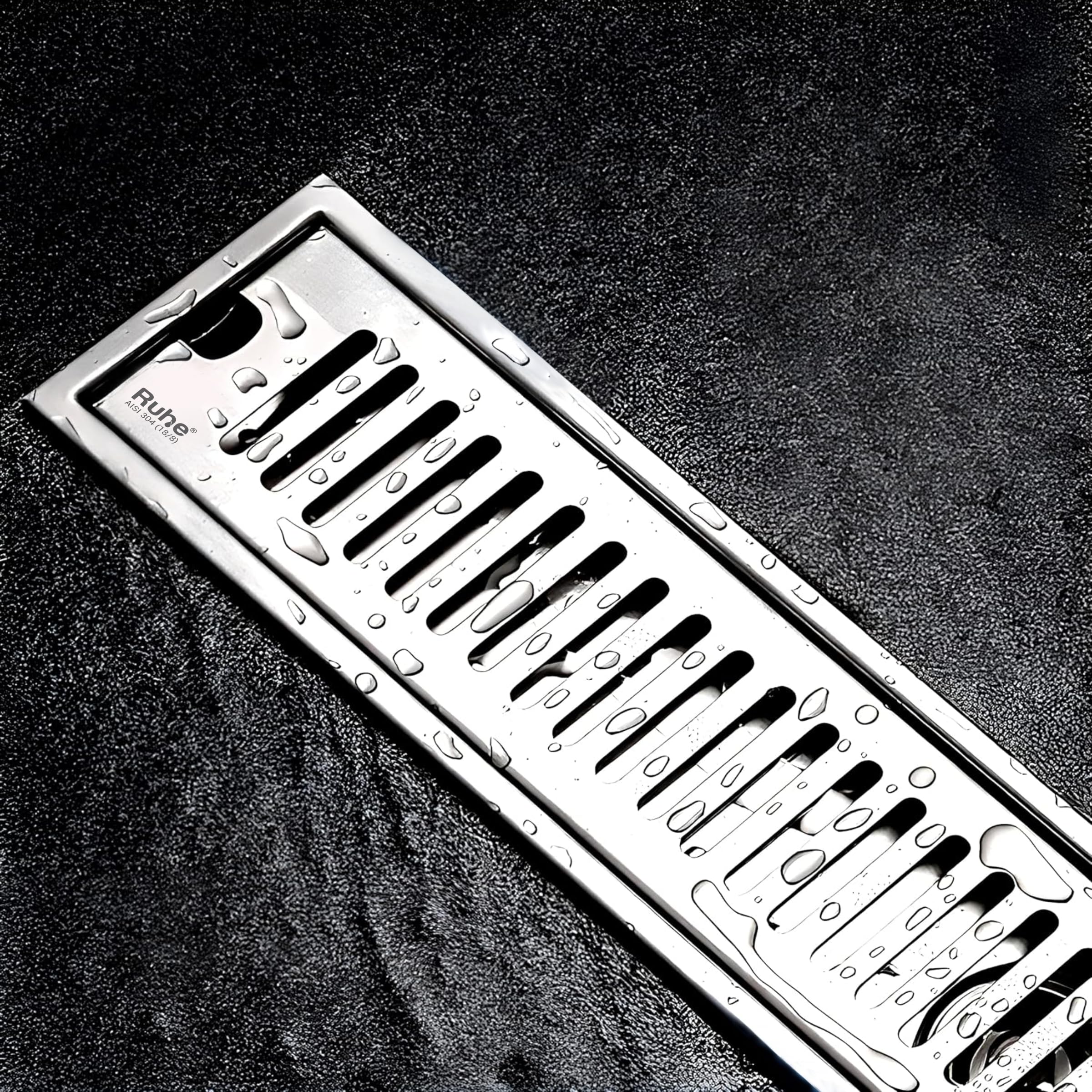 Ruhe 304 Grade Stainless Steel Shower Drain Channel Vertical 12 X 3 Inches Without Collar