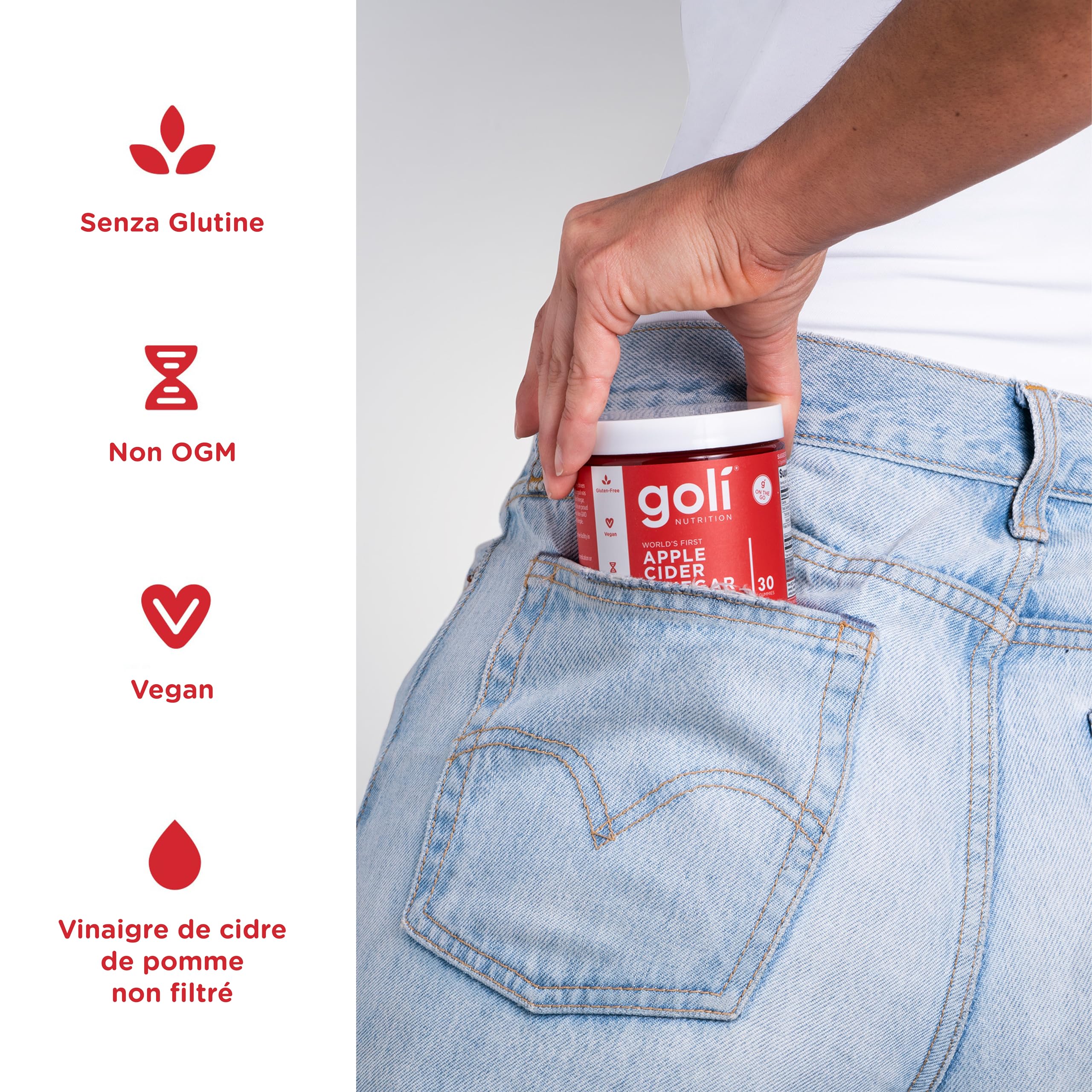 Goli Nutrition, Apple Cider Vinegar Gummies (Gommes au Vinaigre de Cidre), 500mg, 120 Gommes végétaliennes, Sans Gélatine, Testé en Laboratoire, Sans Gluten, Végétarien, Sans Soja, Sans OGM
