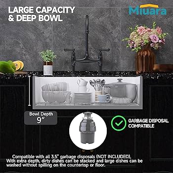 Miuara Farmhouse Sink 33 Inch - Large Farm Sink 33