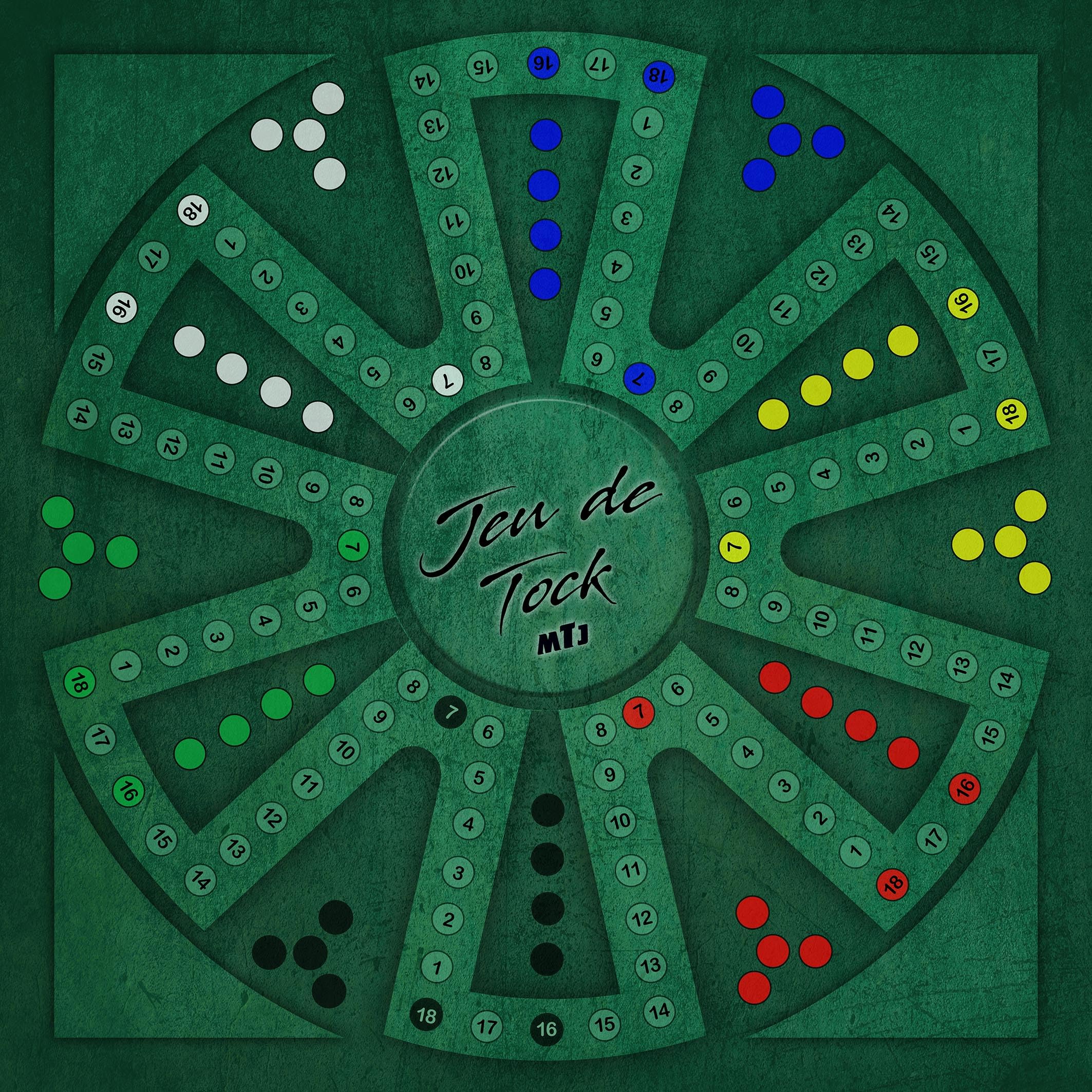 MTJ® Tapis Jeux Tock 60 x 60cm - Jersey néoprène - Fabriqué en France (Vert 6 Joueurs)
