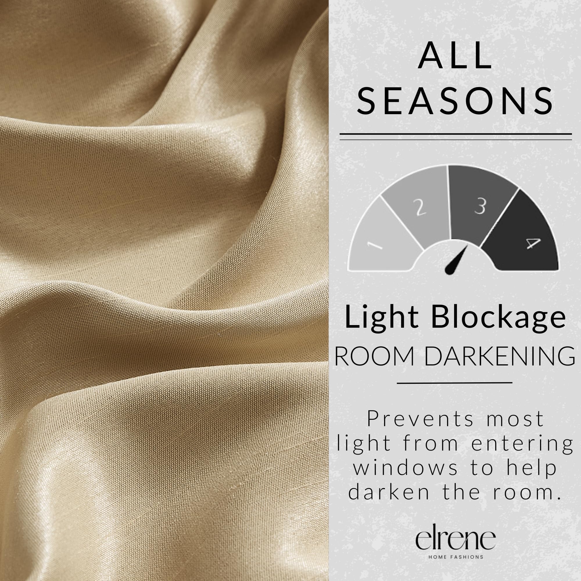 Elrene Cantonnière pour fenêtre Toutes Saisons - Occultant pour Chambre à Coucher ou Salon avec Passe-Tringle - 132,1 x 91,4 cm - Taupe - 1 Tour de lit