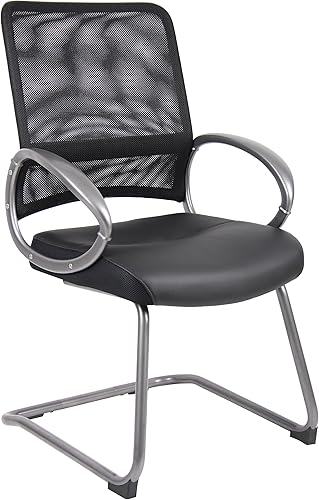 Boss Office Products - Silla de invitados con acabado de peltre en color negro 250 lb