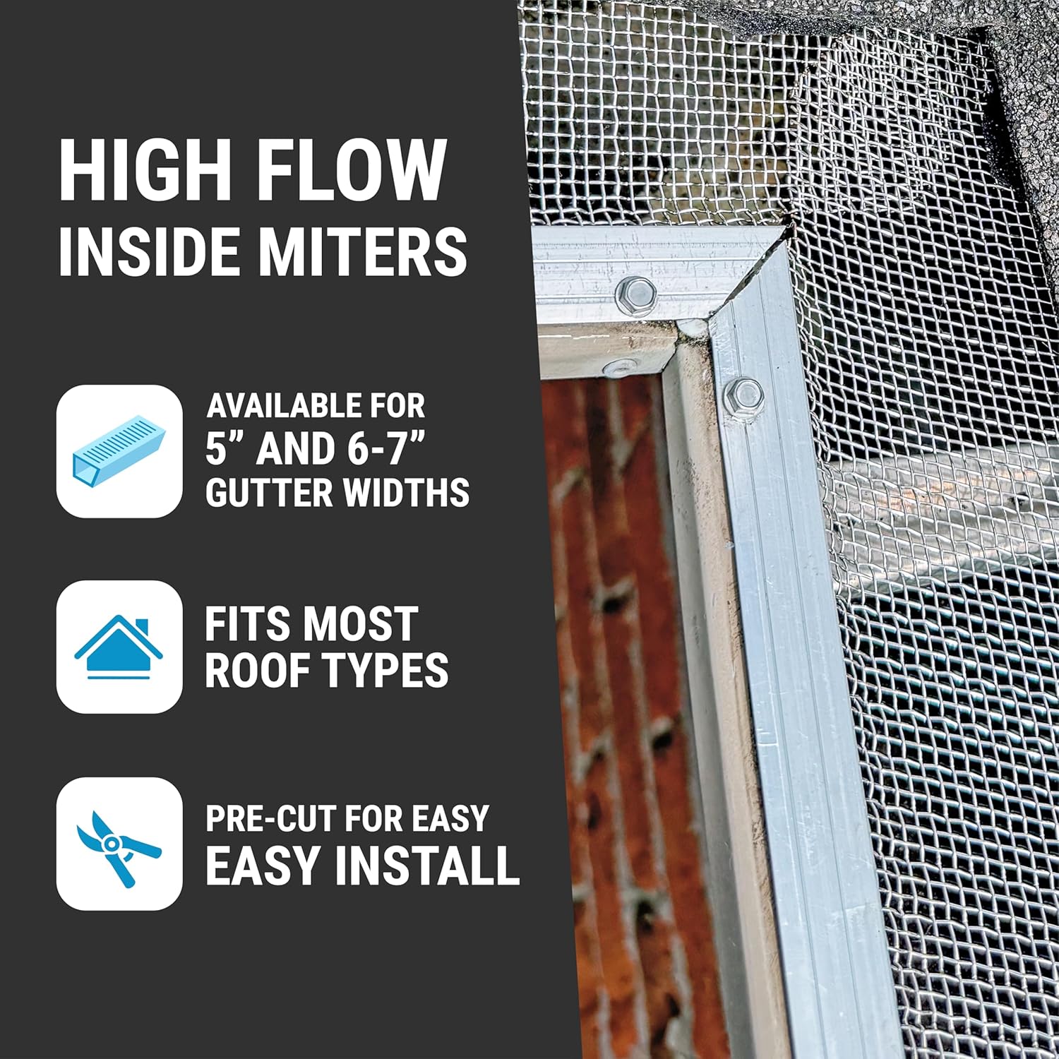 RAPTOR GUTTER GUARD High Flow Inside Miter Kit - 3pk (Fits 5" Gutter)
