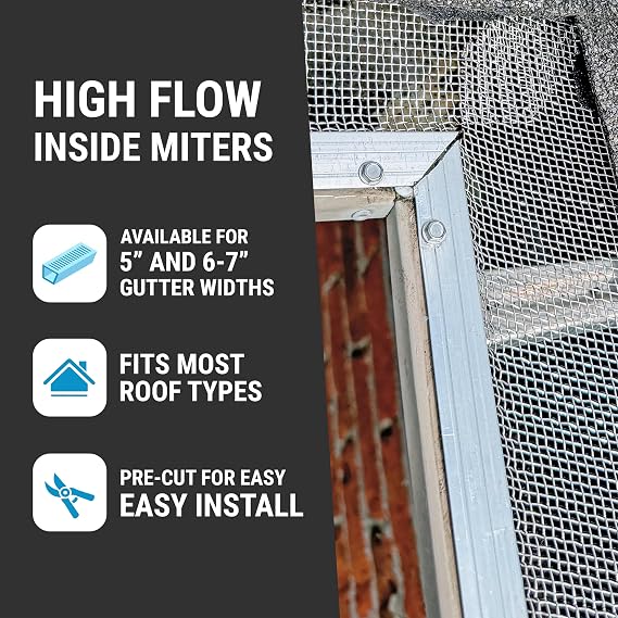 RAPTOR GUTTER GUARD High Flow Inside Miter Kit - 3pk (Fits 5 Gutter)