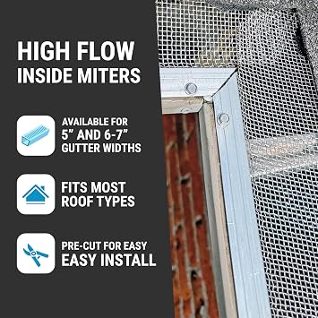 RAPTOR GUTTER GUARD High Flow Inside Miter Kit - 3pk (Fits 5 Gutter)