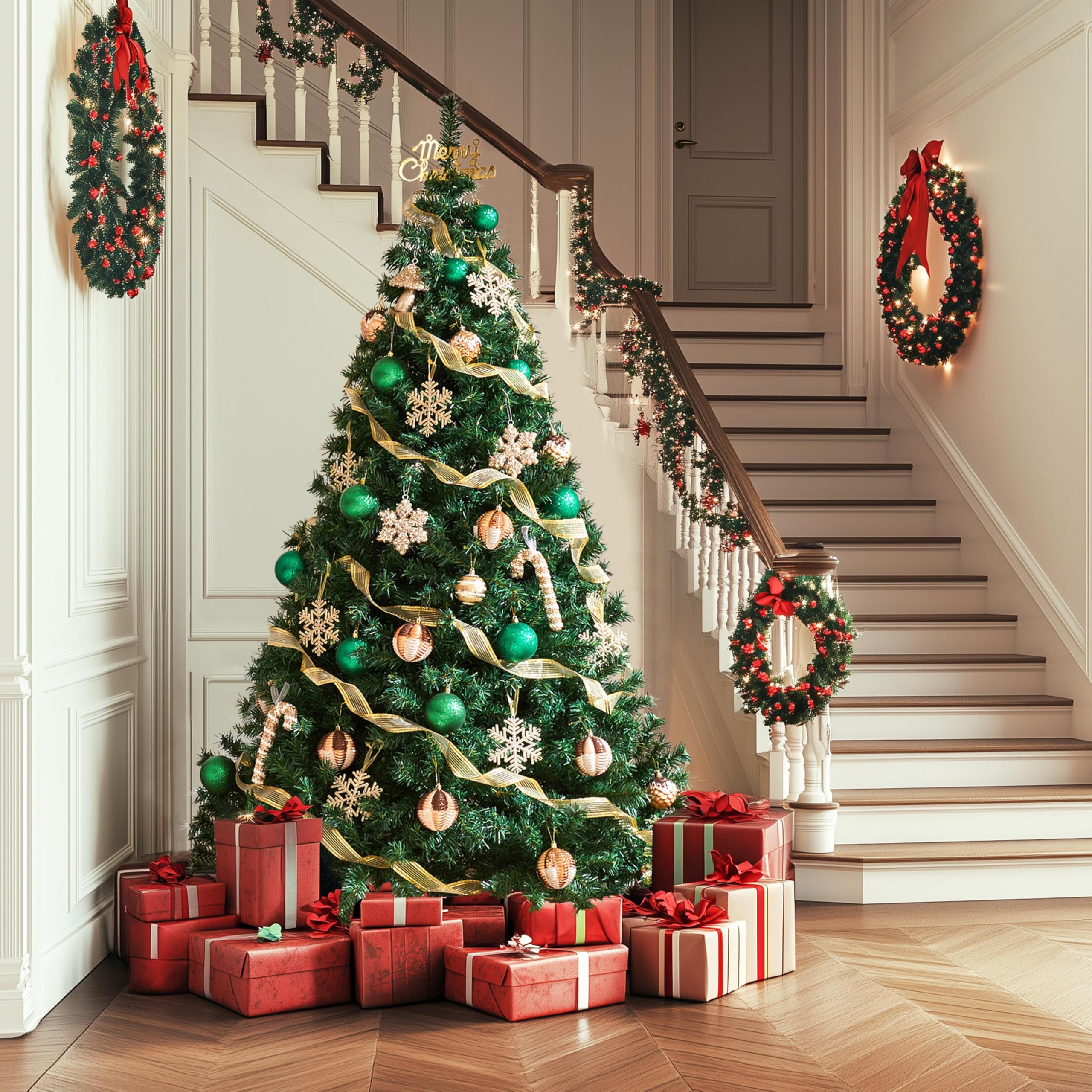 Yaheetech 183 cm künstliche Weihnachtsbaum, Schwer Entflammbare Tannenbaum mit 1000 Spitzen & Zusammenklappbar Metallständer, Schnellaufbau Klappsystem Christbaum Kunstbaum, Grün