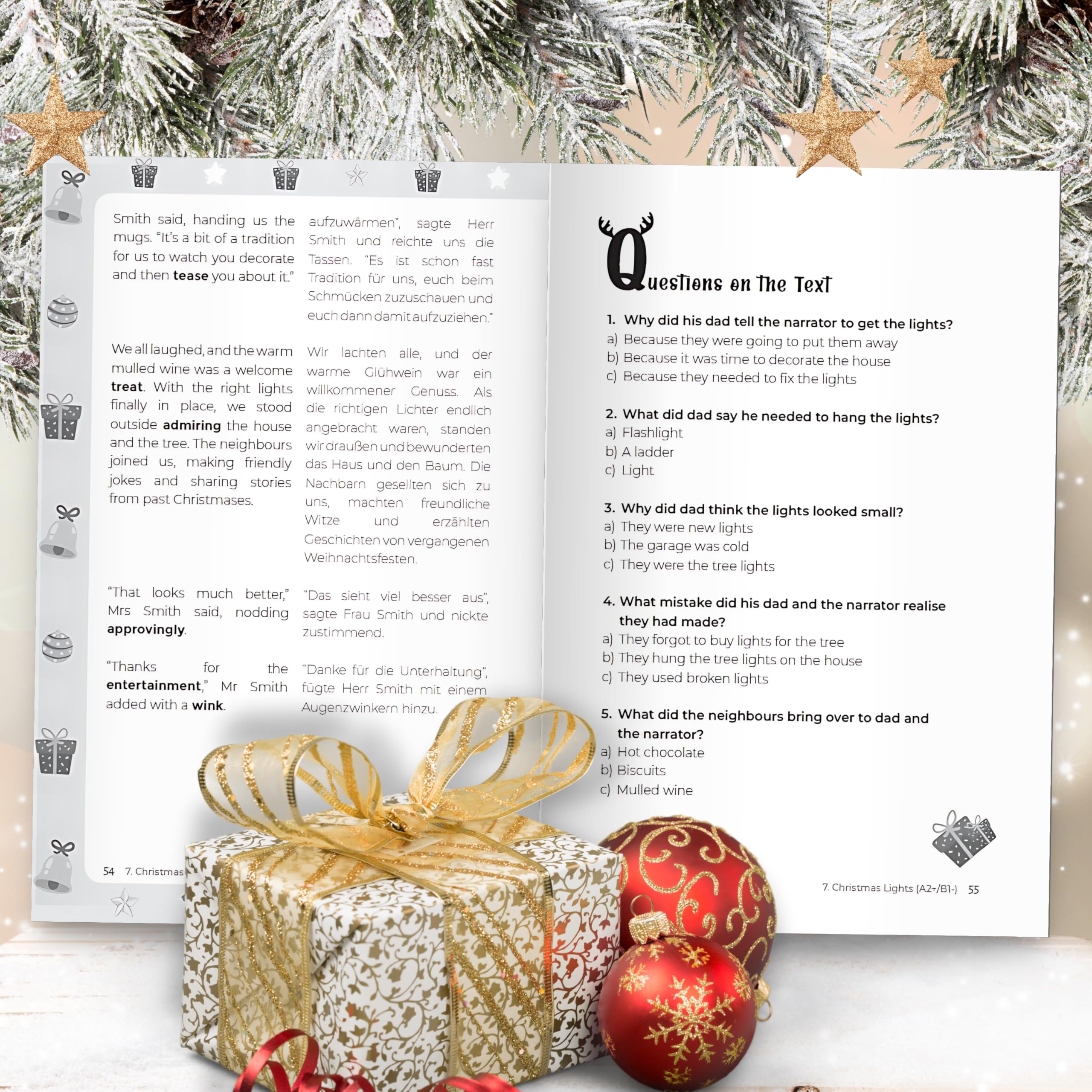 Happy Christmas! Englische Kurzgeschichten Adventskalender inkl. Audiodateien für Erwachsene - mit 24 weihnachtlichen, zweisprachigen Geschichten, ... nebenbei in der Adventszeit Englisch lernen