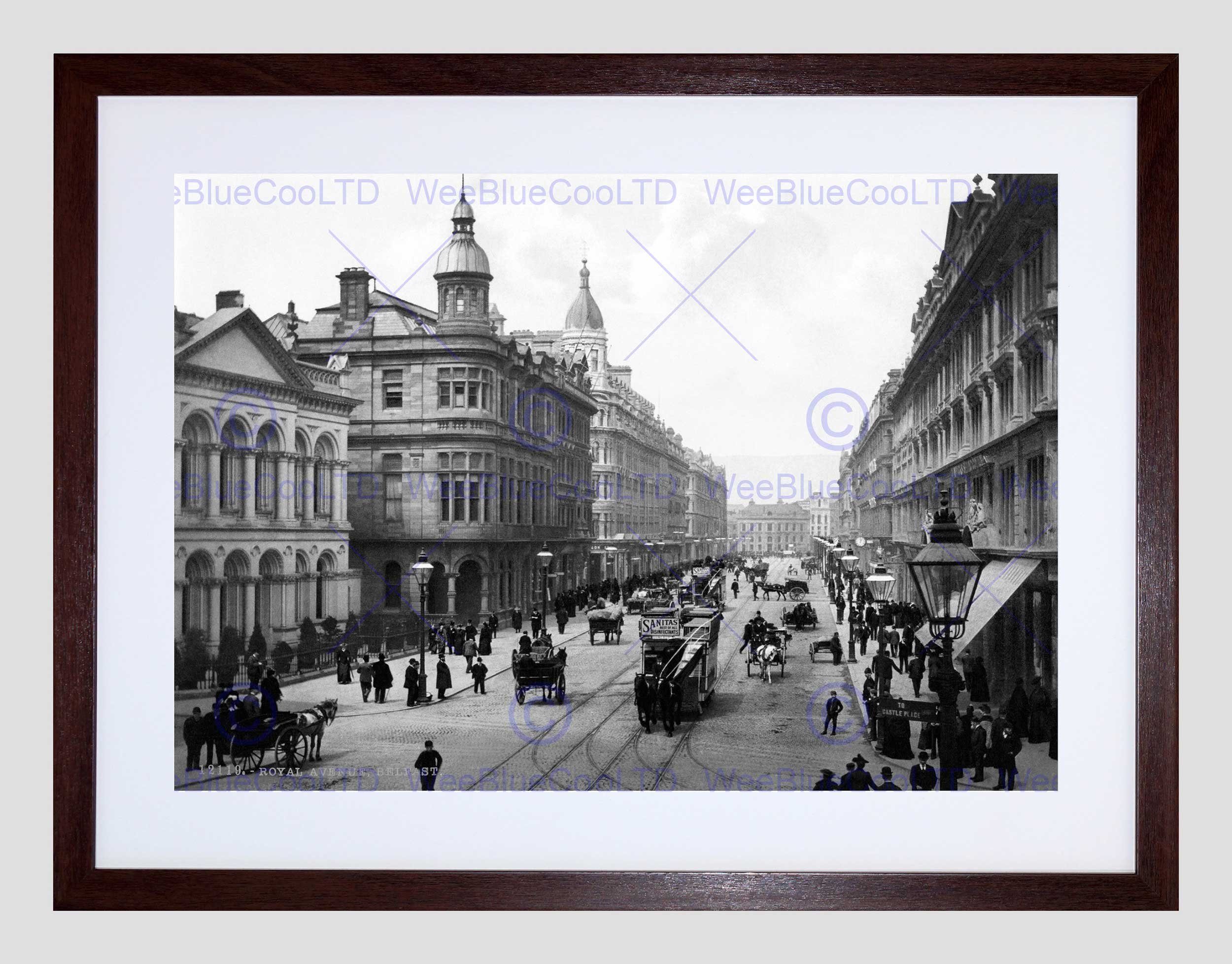 Wee Blue Coo Royal Avenue Belfast Antrim Old BW Framed Wall Art Print