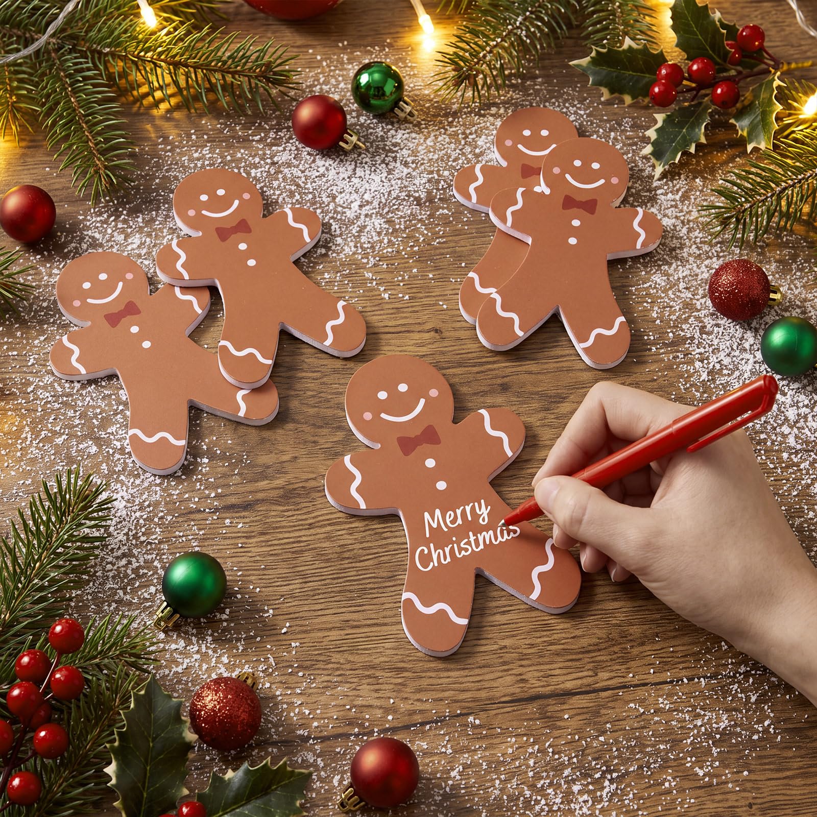 Hollowfly Lot de 24 décorations de Noël autocollantes en forme de bonhomme en pain d'épices de 12,7 cm pour loisirs créatifs, cadeau de fête de Noël, décoration murale d'intérieur ou d'extérieur