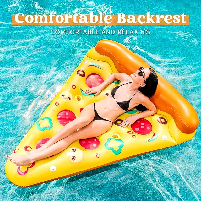 Foto 2 de 8 de JOYIN Flotador Gigante Inflable en Forma de porción de Pizza, 1,8 x 1,5 m, Inflable para Piscina