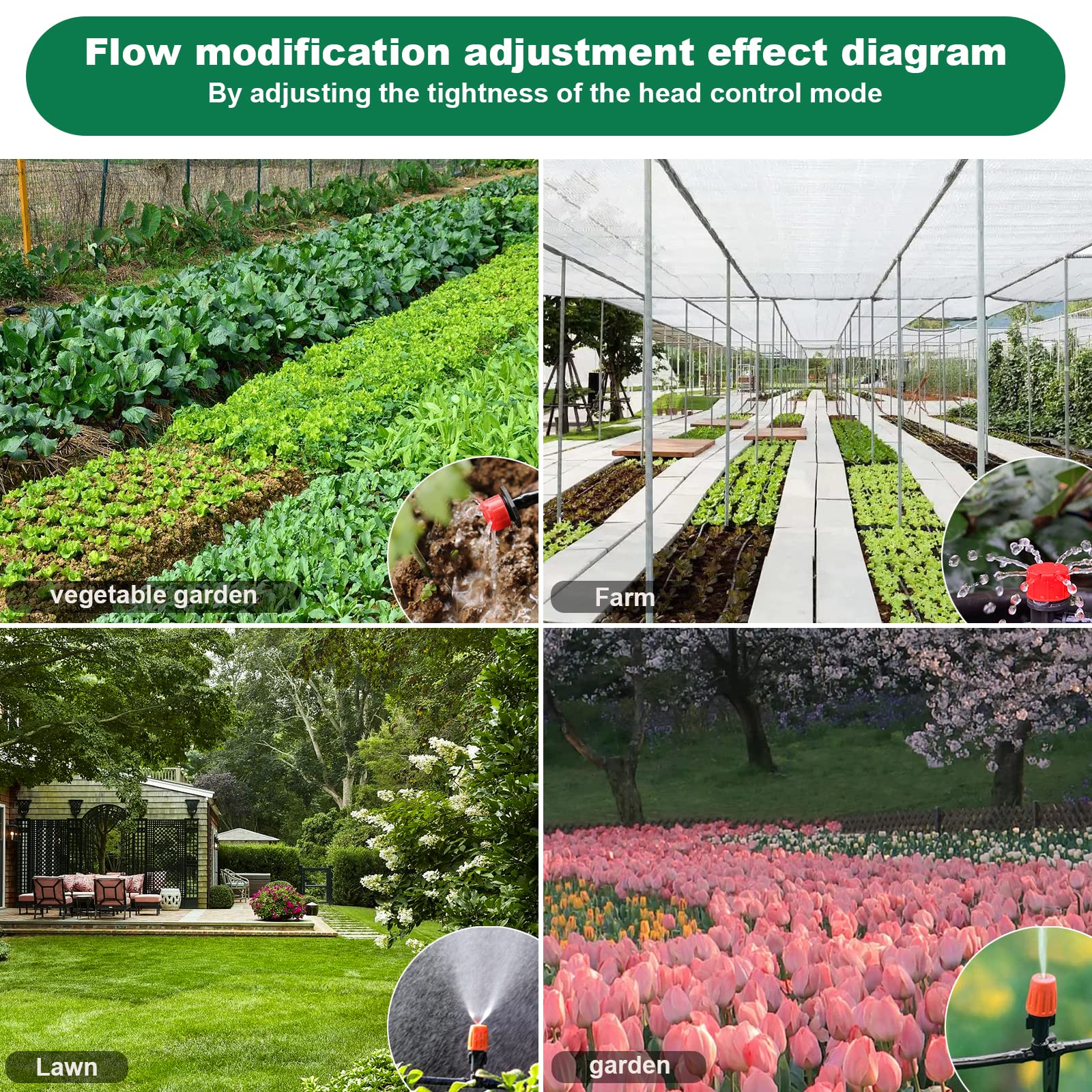 JUQG 297 Pcs Sistema de Riego por Goteo, Sistema de Riego Jardín, 50m+20m Kit de Riego, Jardín de Vegetales Sistema de Riego Automático de Bricolaje, Adecuado Jardines, Céspedes, Mmacetas y Granjas — view 8