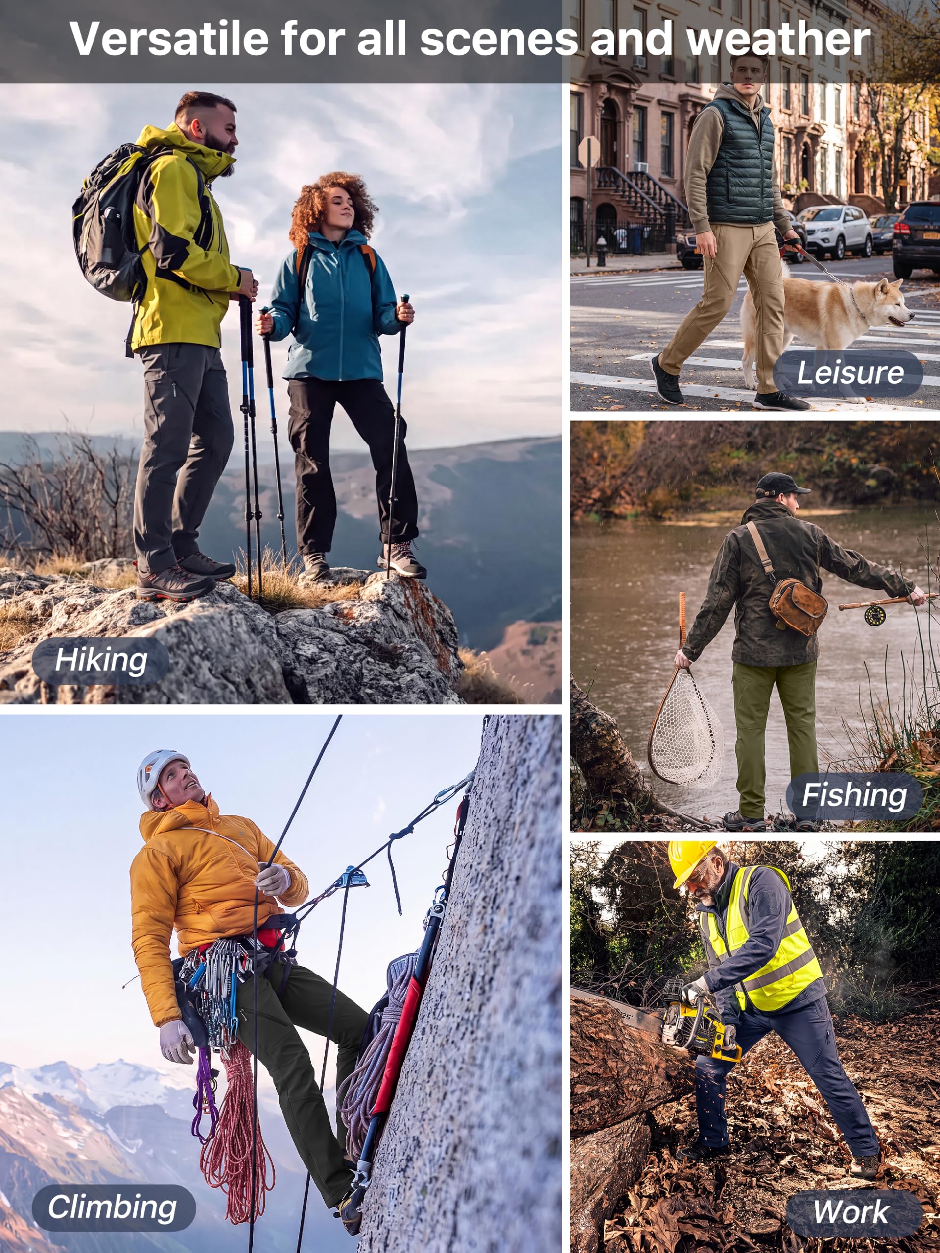 Free Soldier Pantaloni da Sci Impermeabili da Uomo, per Caccia, attività all'aperto, Antivento, in Softshell, per Arrampicata ed Escursionismo