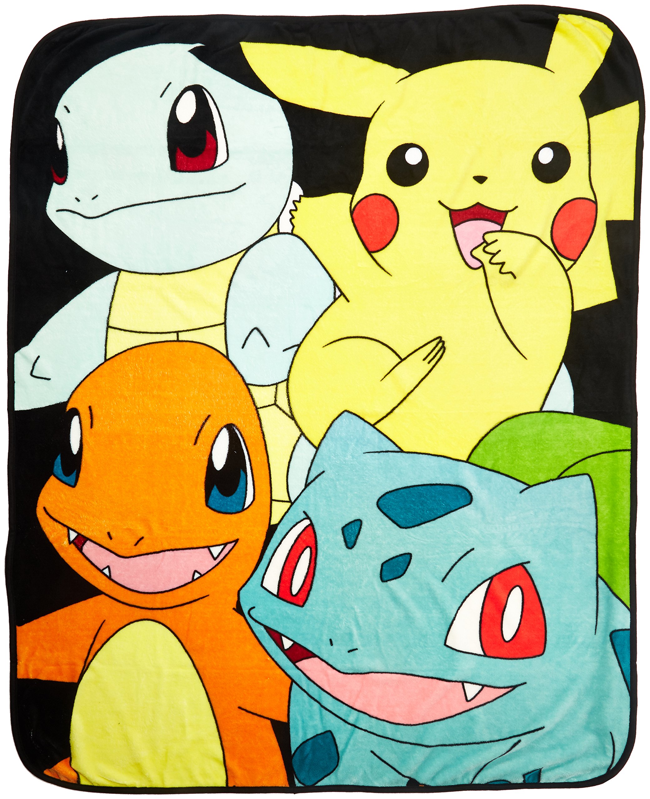 Amazon.com: BIOWORLD 精靈寶可夢多字關東入門刷毛毯48 英吋x 60 英吋: 居家與廚房
