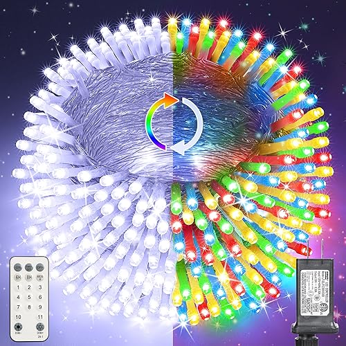 Miniatura 15 de Luces de Navidad de 338 pies para exteriores, 1000 luces LED de Navidad con 8 modos, temporizador, luces parpadeantes impermeables para fiestas,