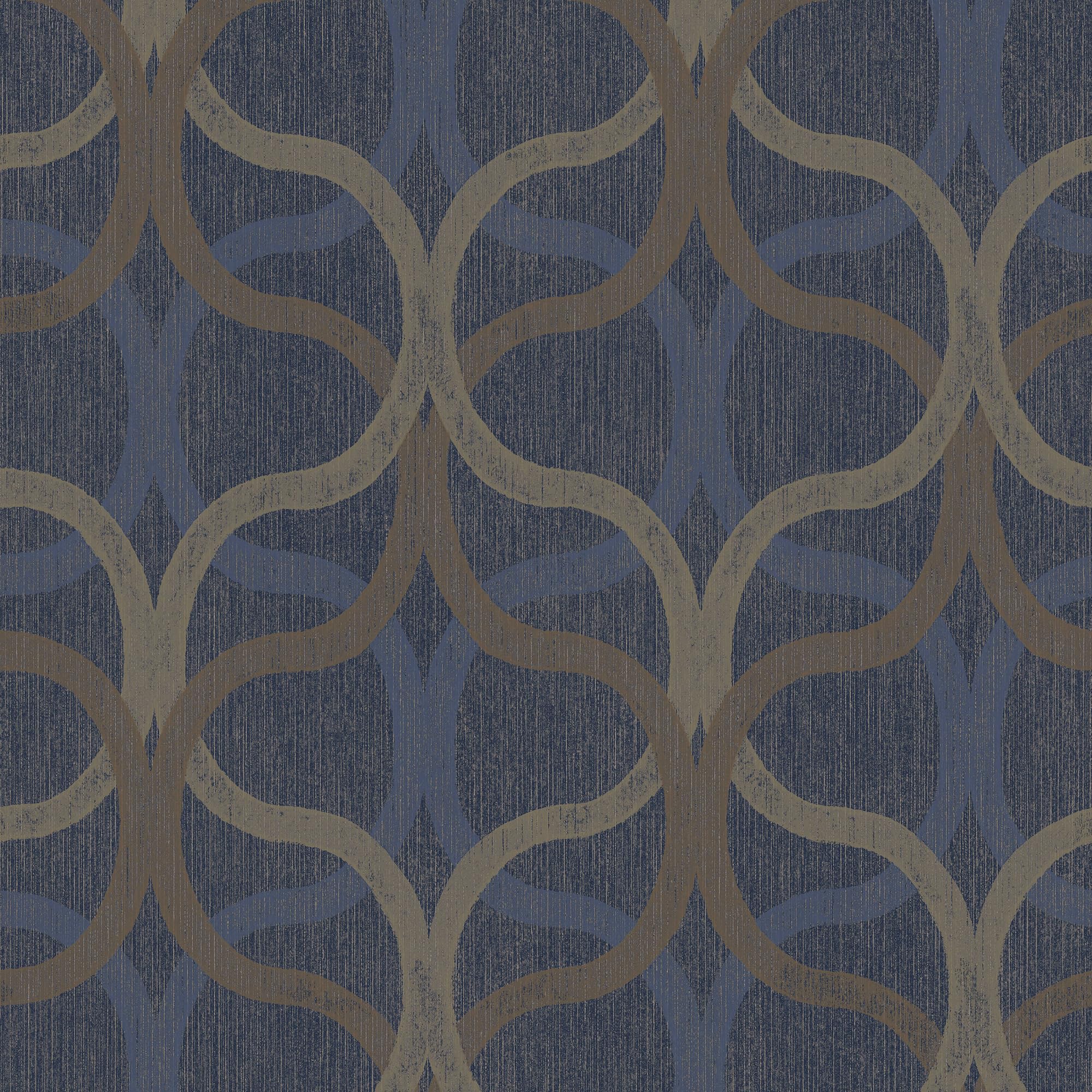 Boutique Refine Geometric Navy & Gold Wallpaper | Paste the Wall | Navy Geometric | Eco-Friendly