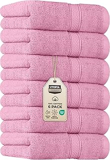 Utopia Towels 6 Pack Premium Hand Towels Set, 16 by 28 inches, 100% Ring...