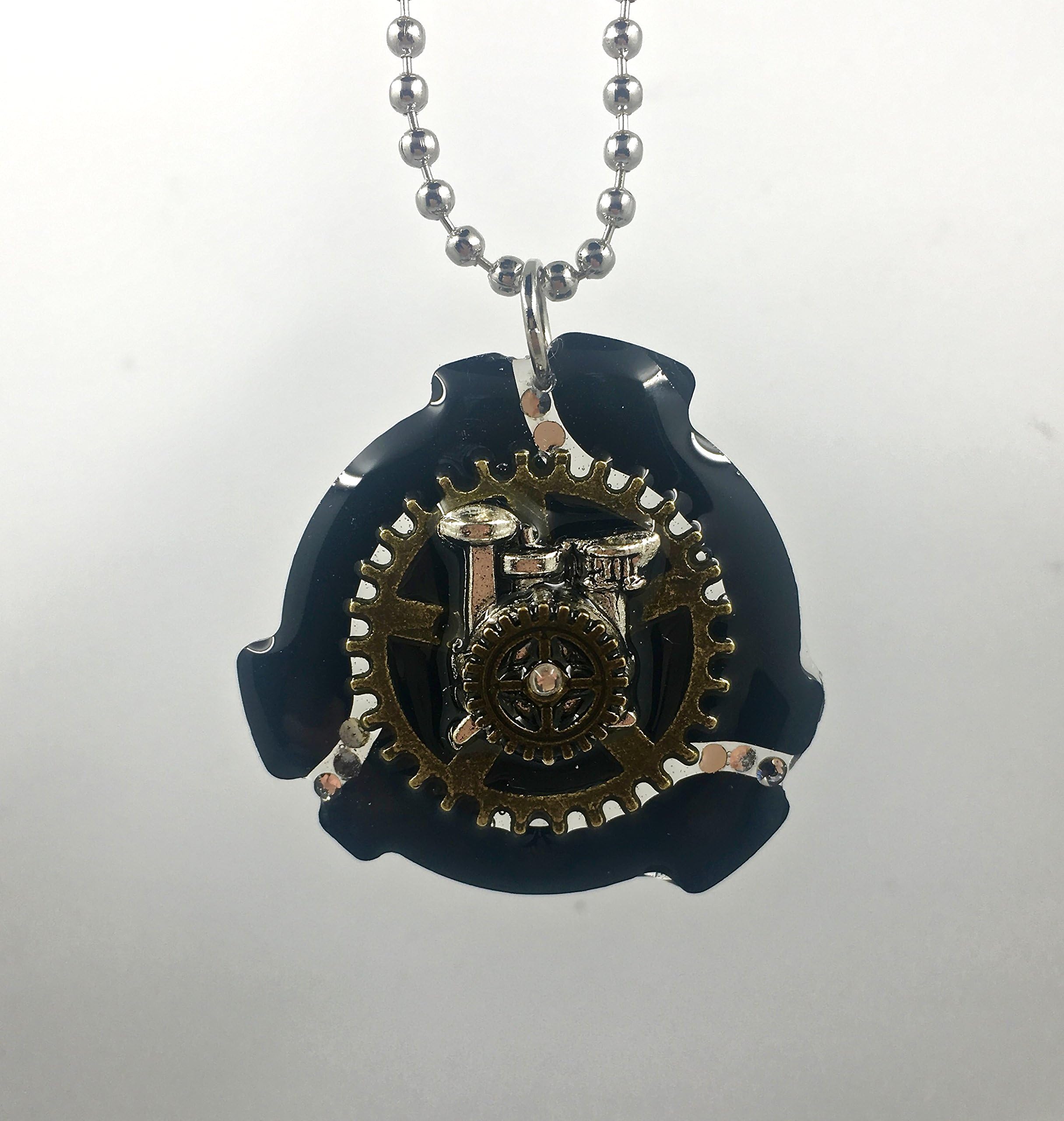 Drumset 45 Adapter Steampunk Gears Rhinestone Resin Pendant