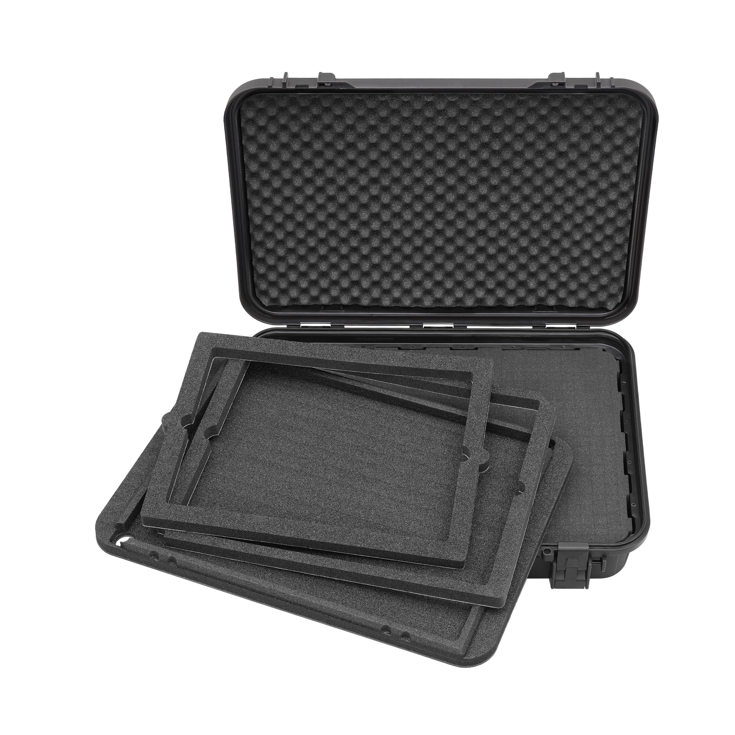 TOMcase Custodia per laptop da gioco e notebook da 16" a 18" e accessori – Custodia rigida impermeabile ECO con schiuma cubo e supporto per laptop 3 in 1, ideale per giochi e uso esterno (L)