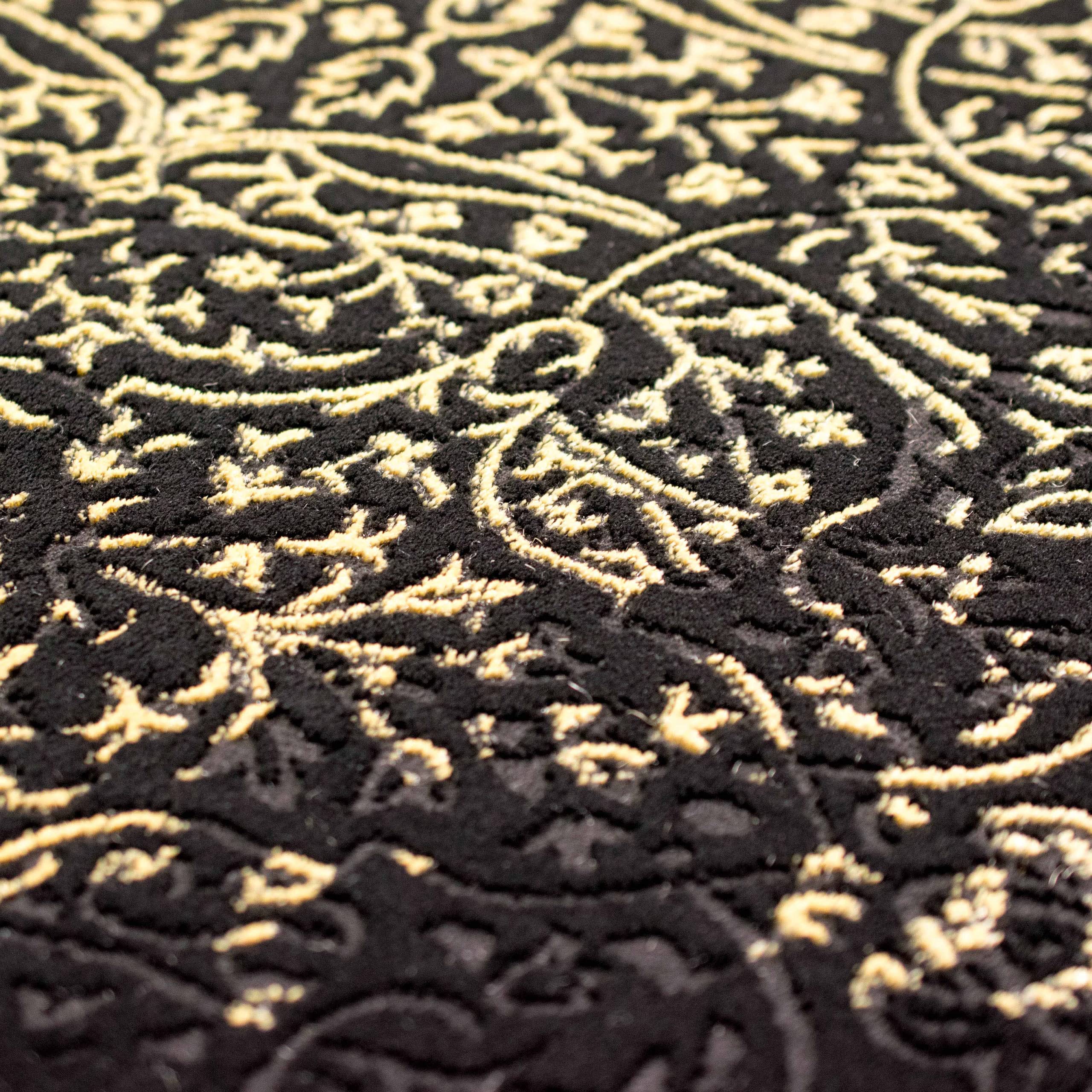 Teppich-Traum Kurzflor Teppich Orientalisch Schwarz Gold 120x170 cm