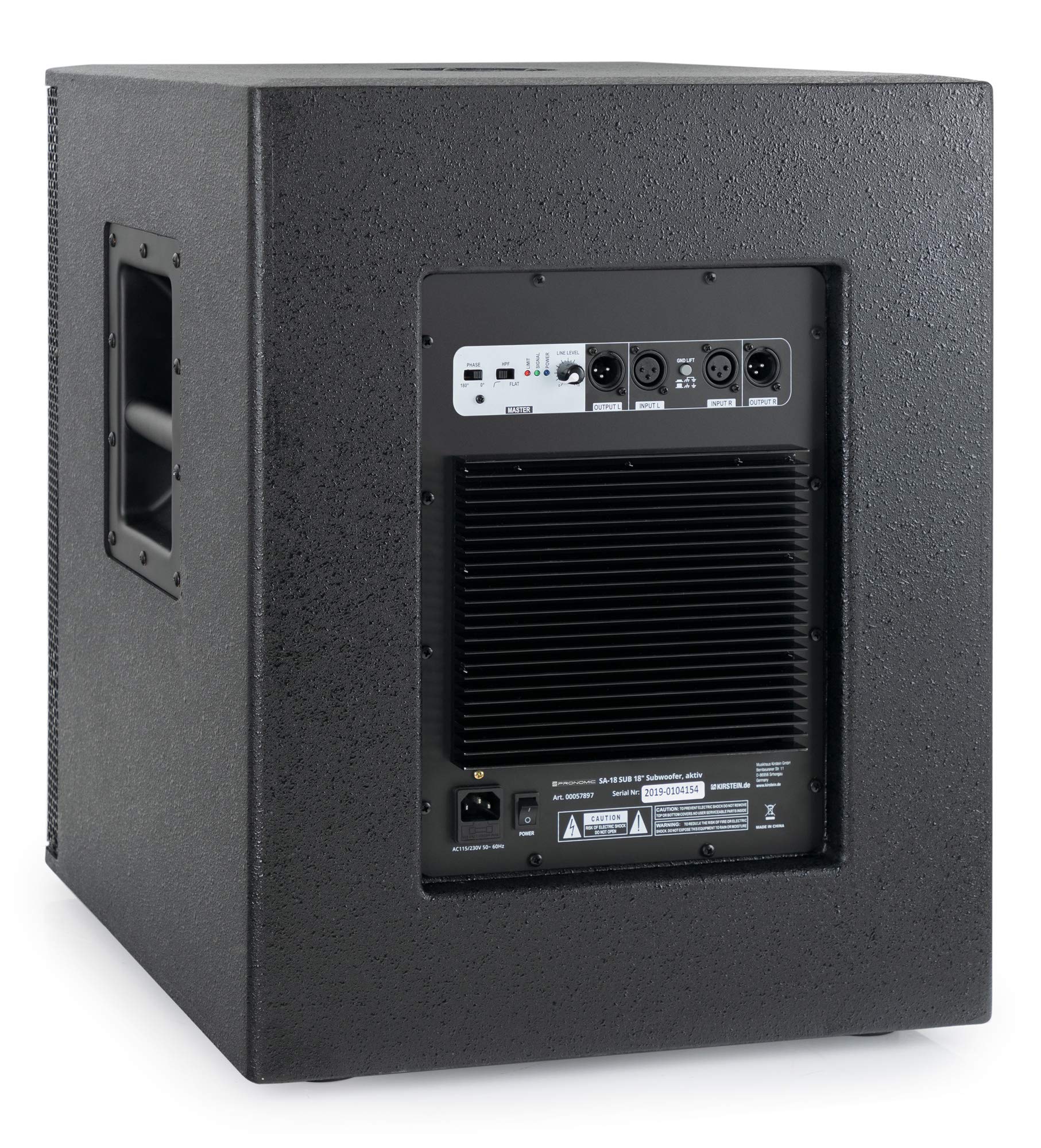 Pronomic 118S-212A Impianto PA Attivo - set PA attivo con 1 subwoofer da 18" e 2 satelliti da 12" - 600 watt potenza totale (RMS) - inclusi supporti per casse e cavi da 10m