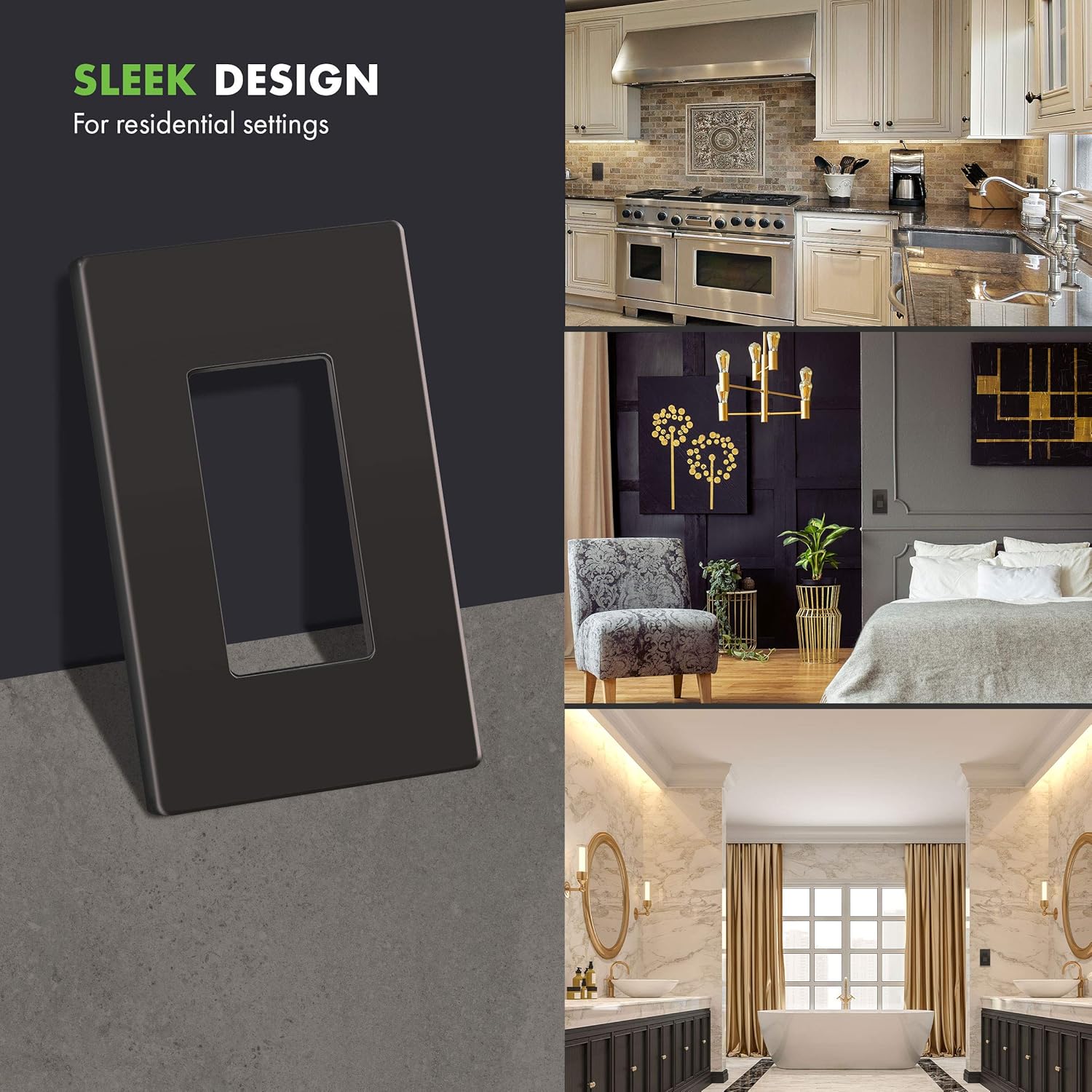 Dark Bronze 1-Gang Screwless Decorator Wall Plate