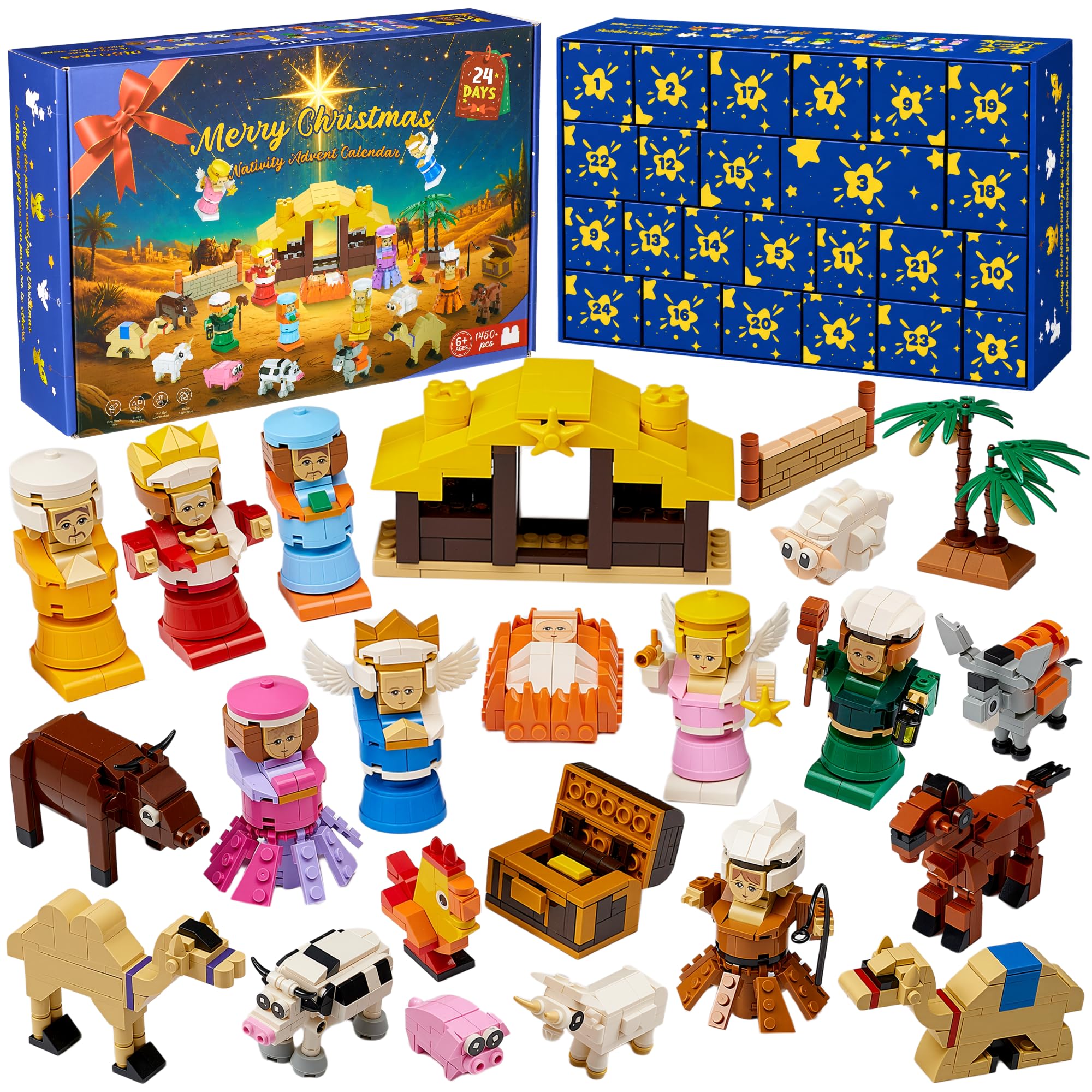 Nativity Advent Calendar 2026 Kids, 24-Day Christmas Building Blocks Set