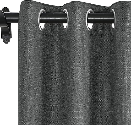 Miniatura 16 de Fcosie Cortinas 100% opacas de 84 pulgadas de largo, cortinas texturizadas de lino con aislamiento térmico, panel de cortina con ojales en la parte