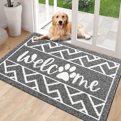Bonito Felpudo De Puerta De 17 X 30 Pulgadas, Tapete Decorativo De Bienvenida Con Patas Coloridas Para El Hogar Parte Trasera De Goma