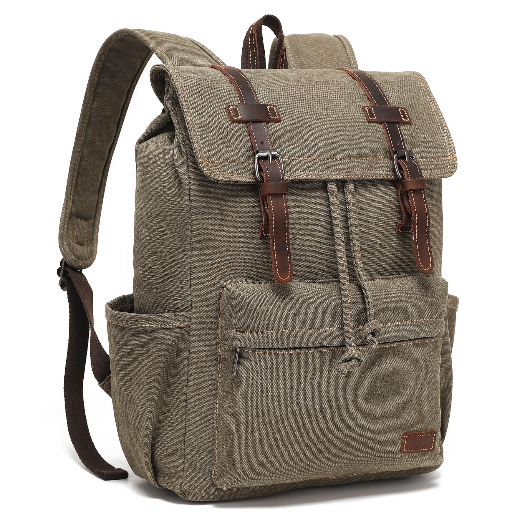 Travel Backpack for Men: Laptop Backpack Vintage Leather Canvas Backpack  with Multiple Pockets Laptop Sleeve for School, College Computer Bag
