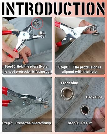 150Pcs 1/2 Inch Grommet Tool Kit, Grommet Kit, Eyelet Kit with Leather Hole Punch Pliers, 150 Metal Eyelets and Grommets for Leather, Shoes, Fabric, Belt (Silver)
