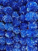 Vista 6 de Sharvgun Guirnalda de flores artificiales de caléndula azul, 5 pies de largo para fiestas, bodas, decoraciones temáticas, decoración del hogar