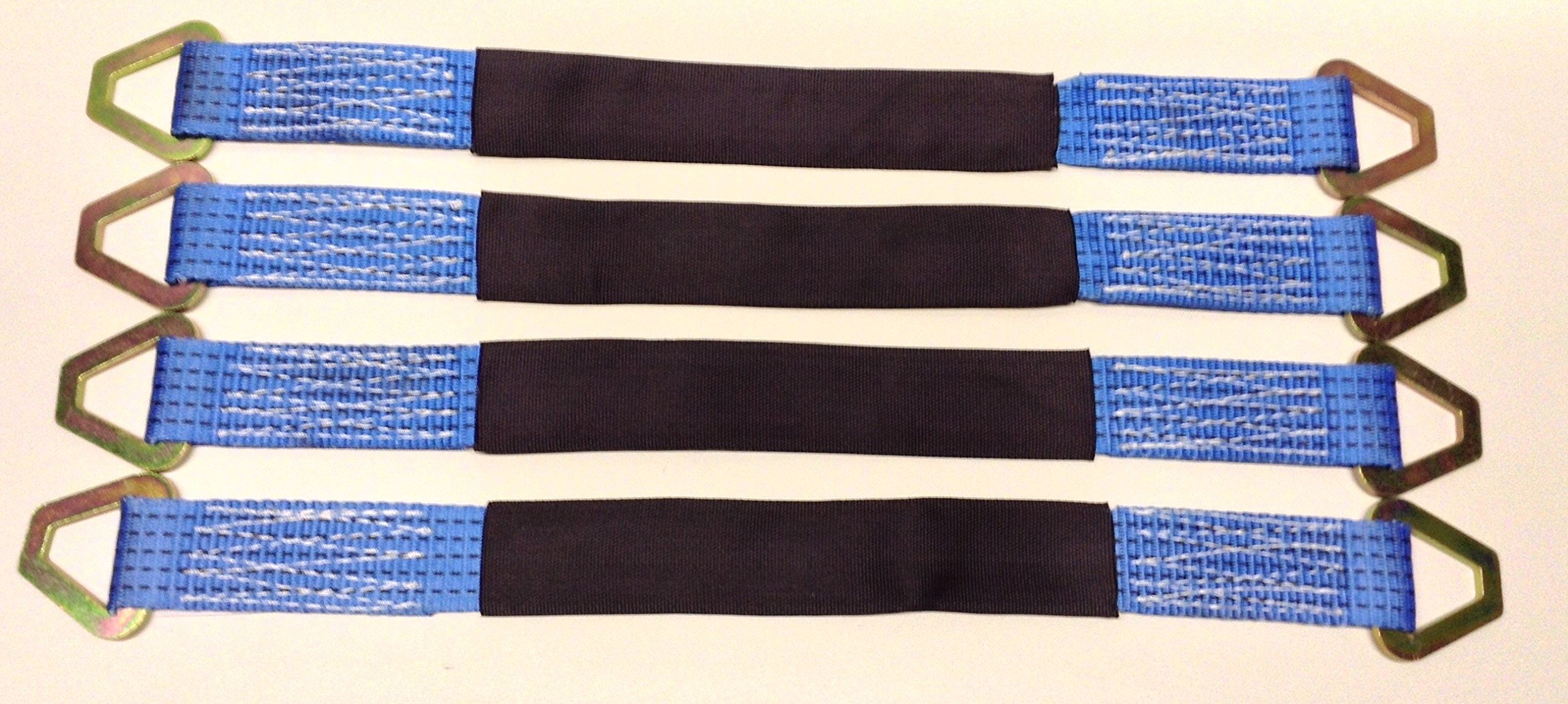 4-2" x 24" Axle Straps Auto Car Hauler Tie Downs Tow Wrecker Straps - Blue