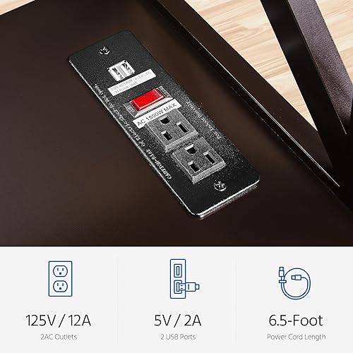 Miniatura 5 de Topeakmart Mesa consola con 2 tomas de corriente y 2 puertos USB, mesa de entrada de 3 niveles con marco de madera y diseño en forma de X, mesa de