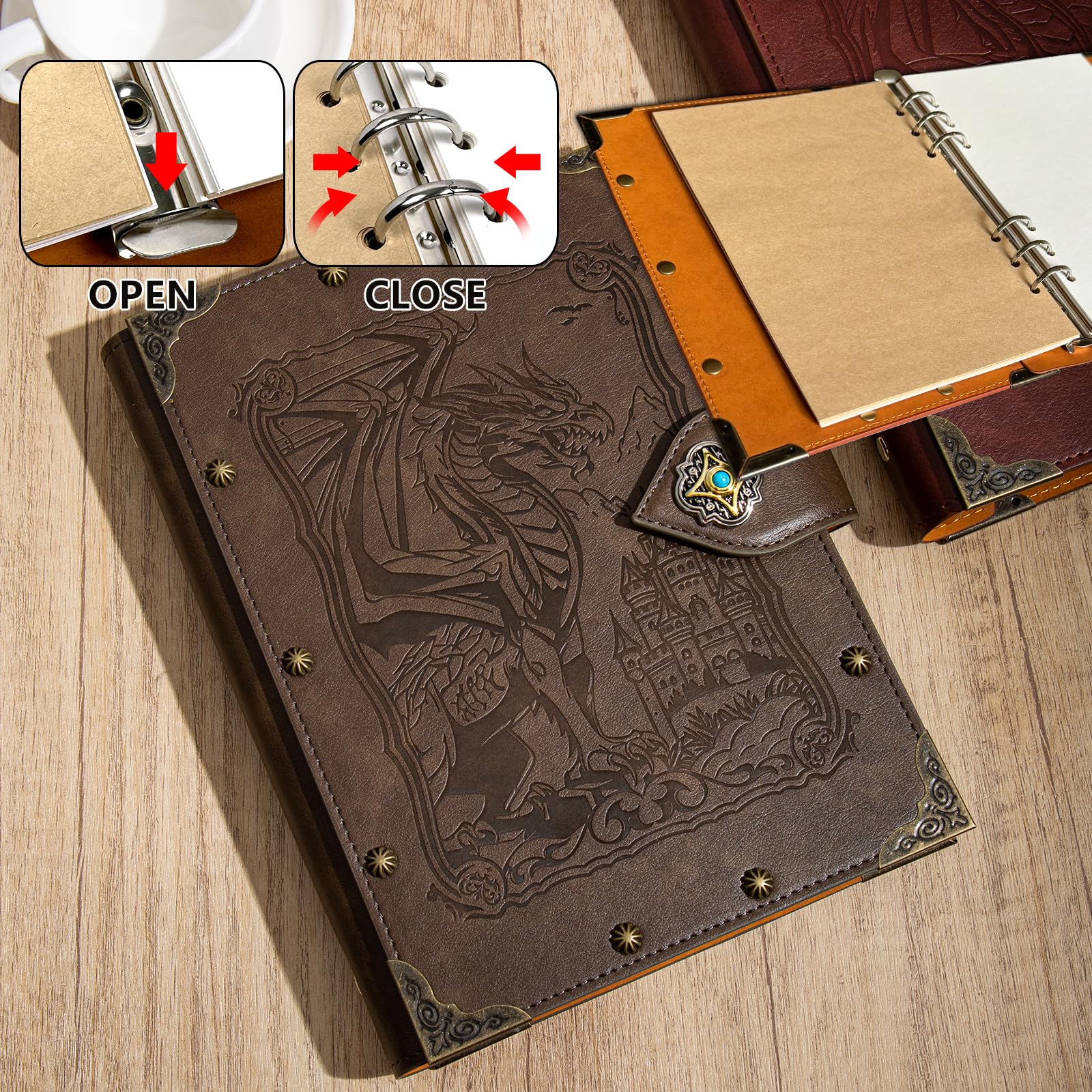 DUROTAN Carnet de notes DND Dragon - Classeur A5 unique - 400 pages - Pour donjons et dragons - Cadeau - Accessoires D&D - Carnet de croquis - Agenda quotidien