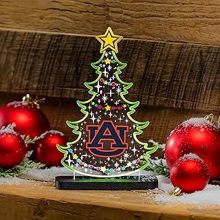 NCAA Auburn University LED Light Sign College Sports Christmas Tree Tabletop Decor, Free-Standing Desk Night Light Lamp for Home, Office, Man Cave, Holiday Gift for Fans, Men & Women – Made in USA