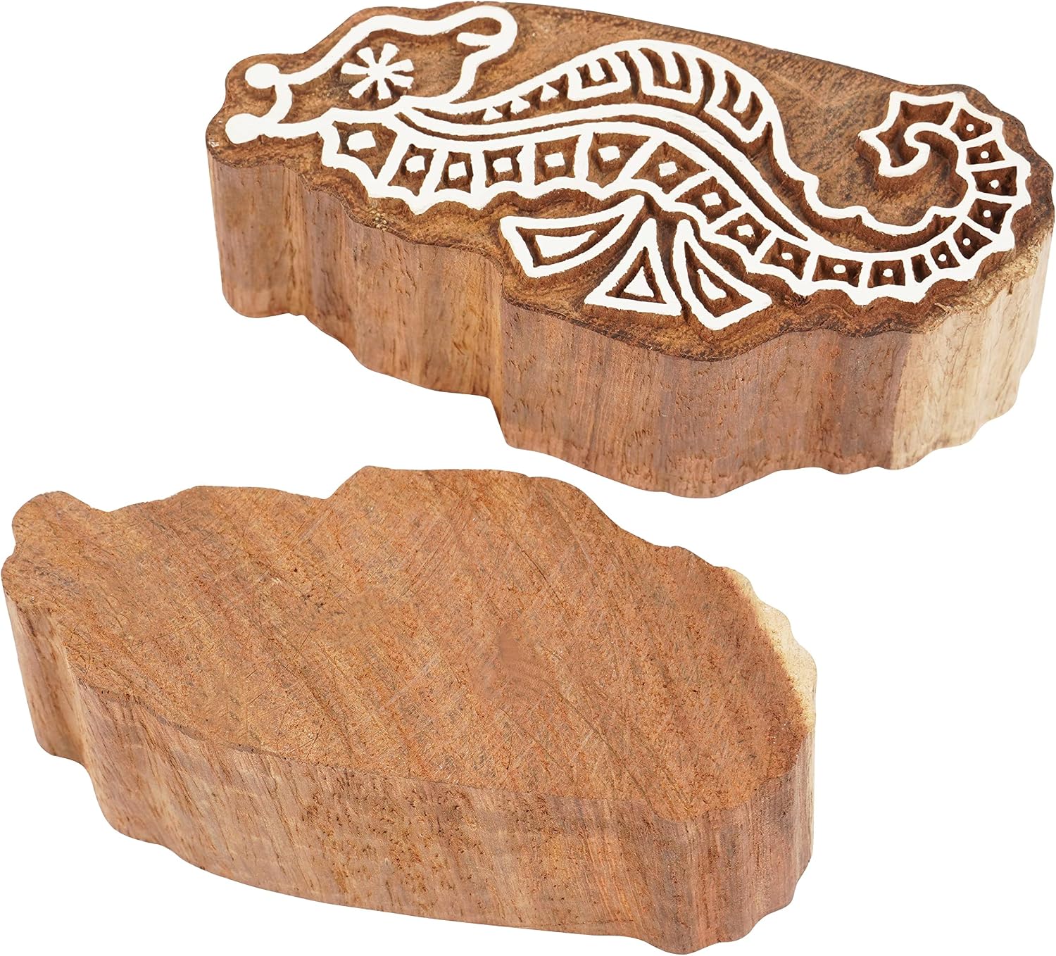 IBA Indianbeautifulart Textile Printing Block Sea Horse Hand Carved Wooden Stamp Wood Block Printing Textile Stamps for Fabric/Pottery Blocks-3 Inch