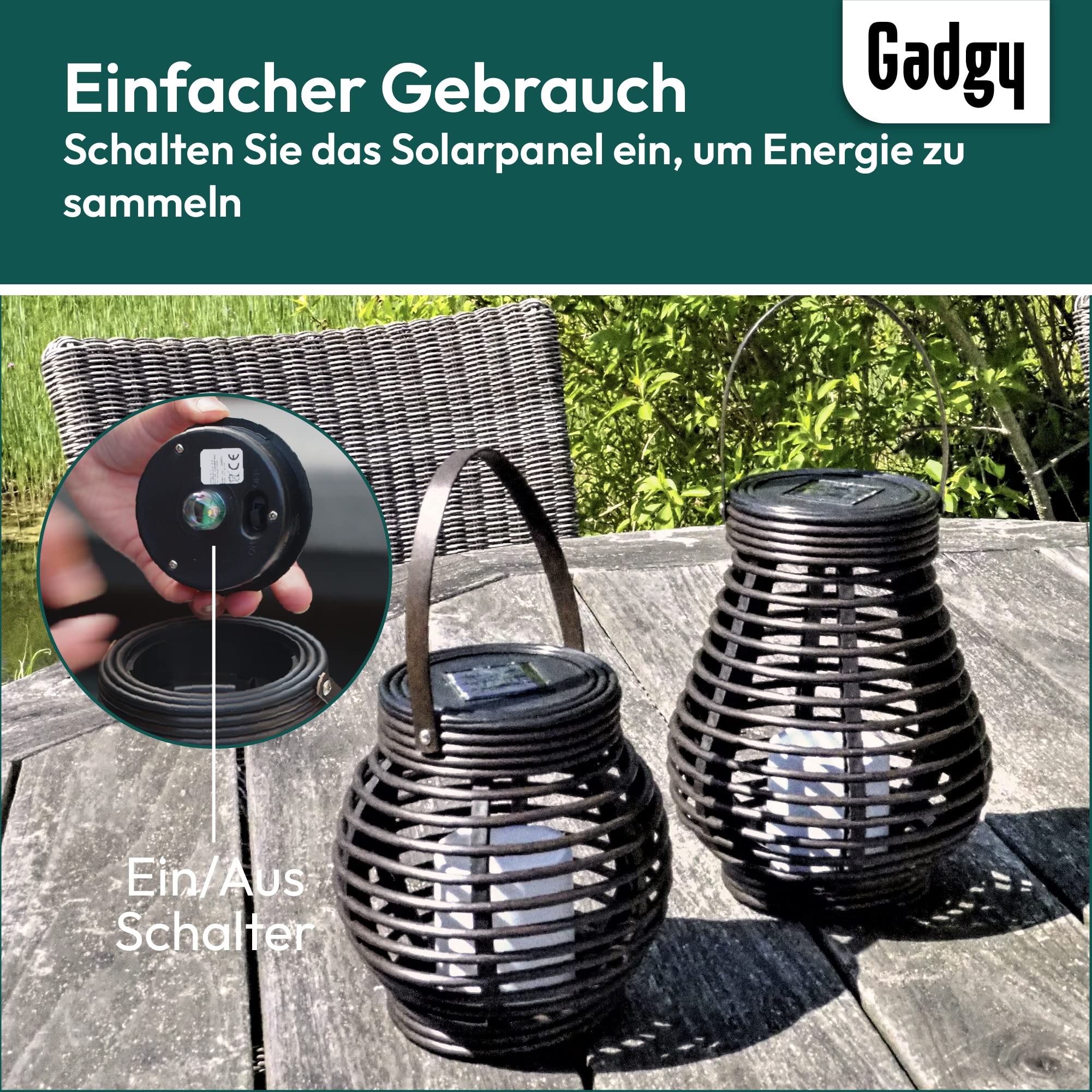 Gadgy Solar Laternen für Außen 2er Set – Wetterfeste LED Solarlampen für Garten, Balkon & Terrasse – Dekorative Solarleuchten in Tropfen- & Kugelform mit Warmweißem Licht