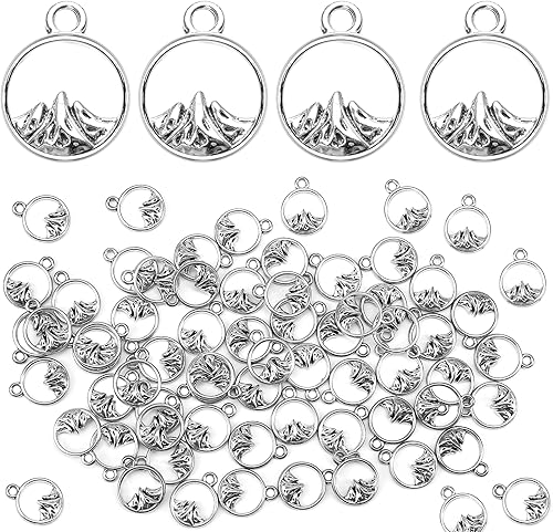 60 dijes redondos pequeños de 0.433 x 0.551 in, colgantes naturales hechos a mano, decoración vintage para hacer joyas de bricolaje, chapado en