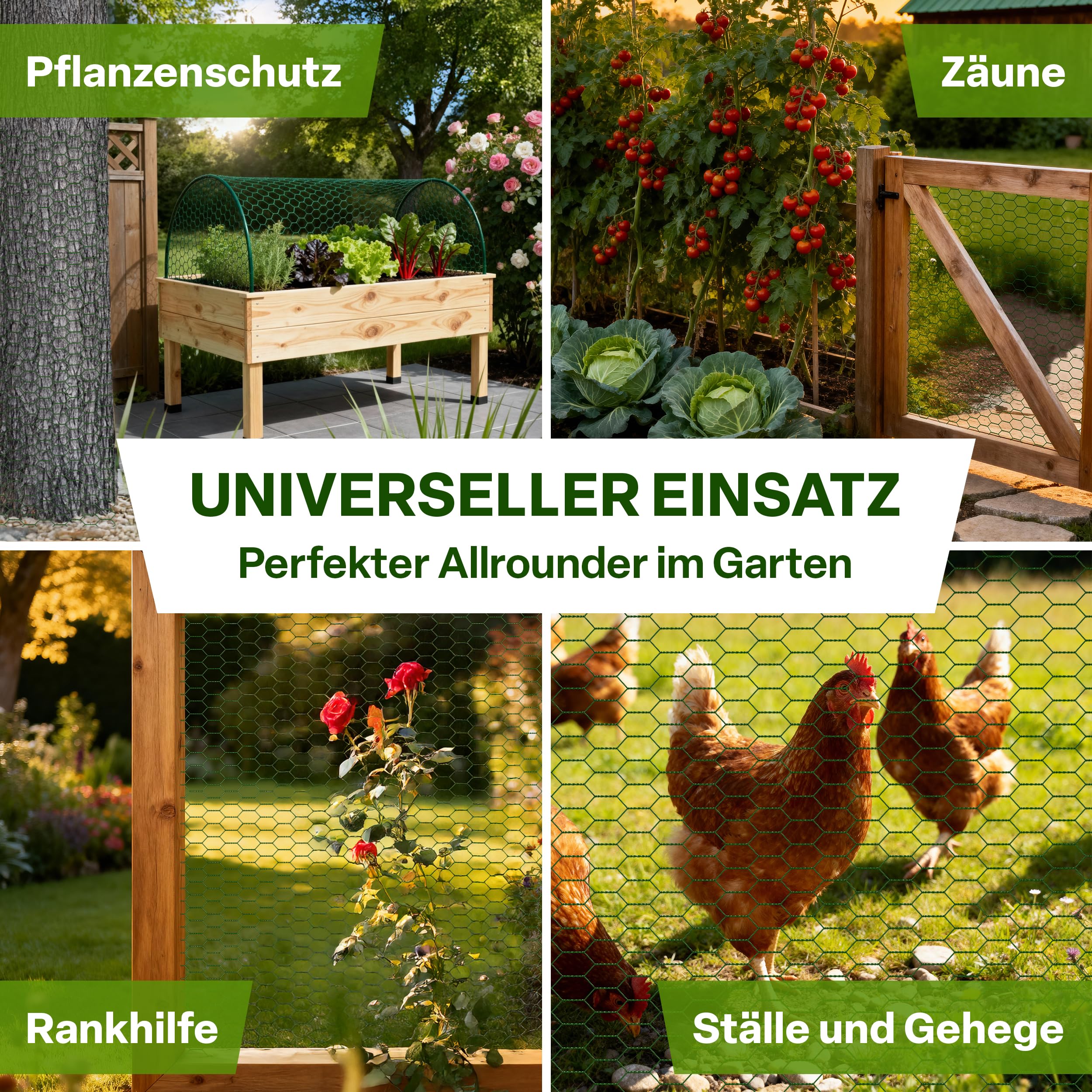 TTL GARDEN 1x25m Hasendraht 25x45mm Masche grün PVC beschichtet - rostfrei 0,70mm Draht Stärke Rolle feinmaschig Drahtgitter Kaninchendraht Zaun Gitter Maschendrahtzaun 25m x 1m breit grün