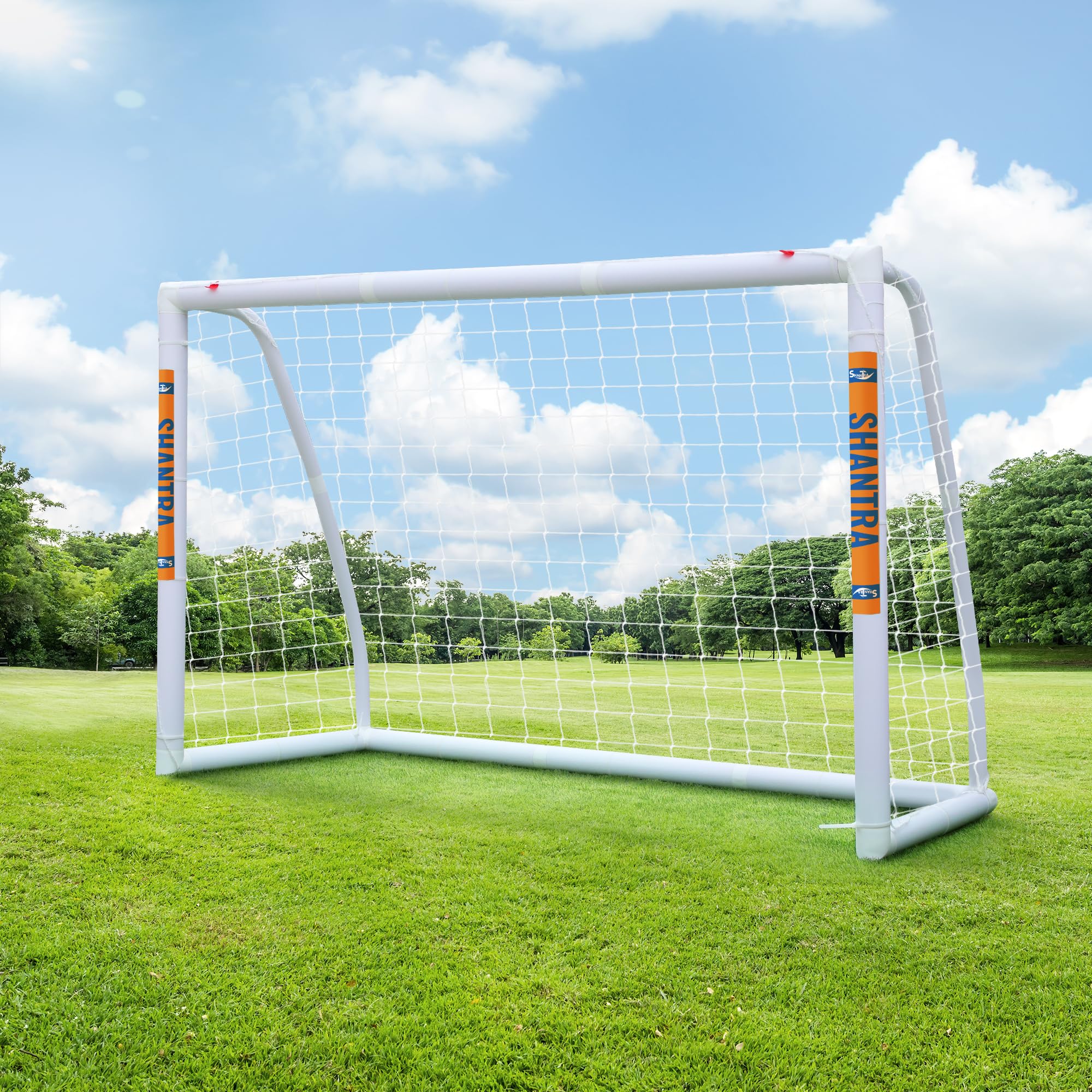 Soccer Goal Full Size 6FTx4FT/8FTx4FT/12FTx6FT with 2 Nets & 1 Carry Bag, Soccer Goals for Backyard Including Weatherproof UPVC Frame & Ground Stakes, Soccer Goal Netting for Kids & Adults