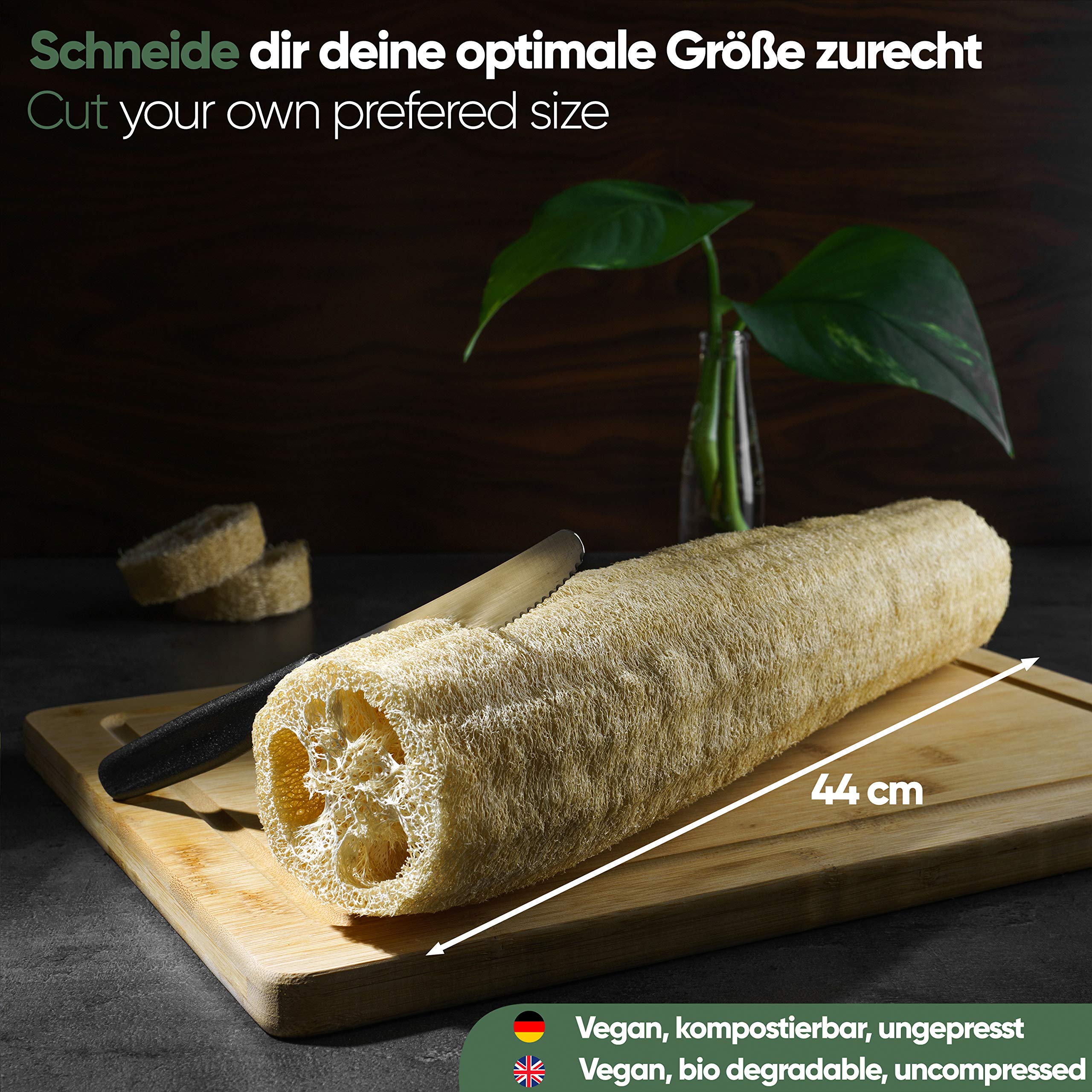 Luffaschwamm ungebleicht 44cm große Luffa Gurke Zur Körperpflege Naturkosmetik Deko Basteln