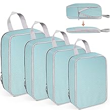 WUFANC Koffer Organizer Set 4er, Reisen Packing Cubes Compression, Wasserdicht und Verschleißfest, Travel Essentials Klassifizierte Lagerung, Suitcase Organizer Alle Lhre Reise erfüllen (Blau)