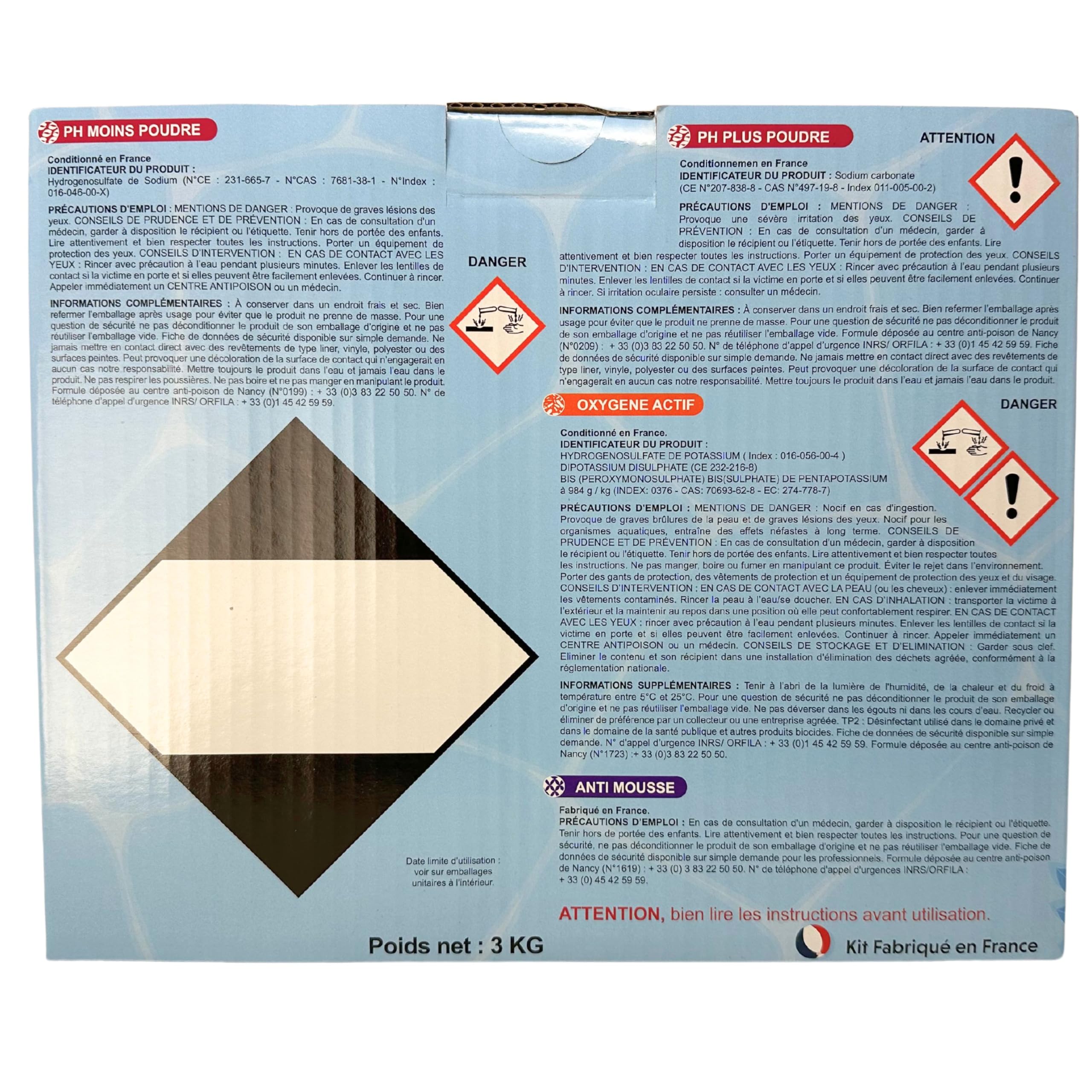 Kit Complet de Traitement pour Spa - Anti-Mousse, Régulateurs de pH et Oxygène Choc - Idéal pour Mise en Route et Entretien, Fabriqué en France
